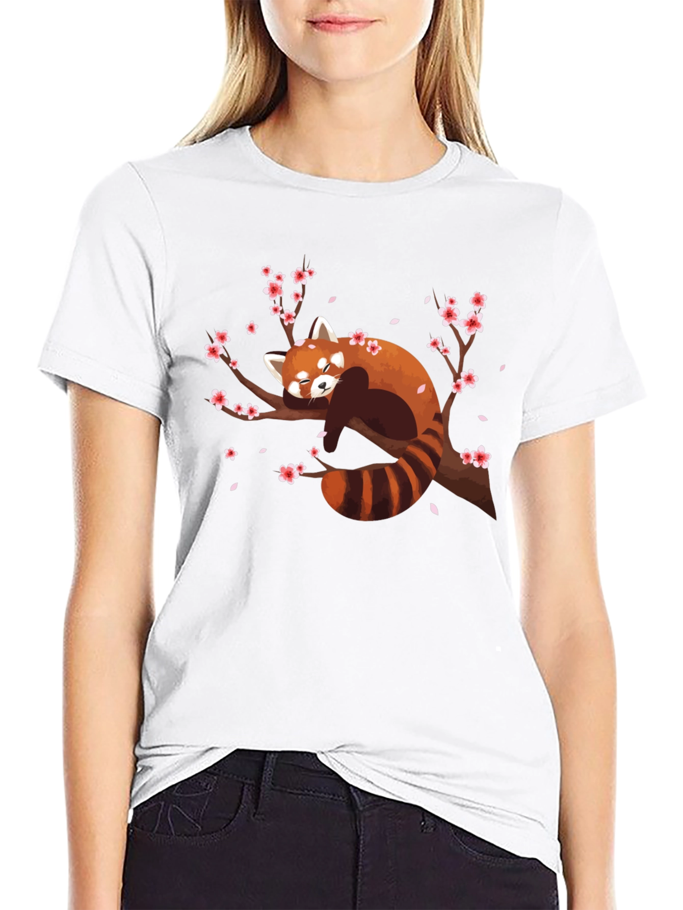 Red Panda on Branch Graphic T-Shirt