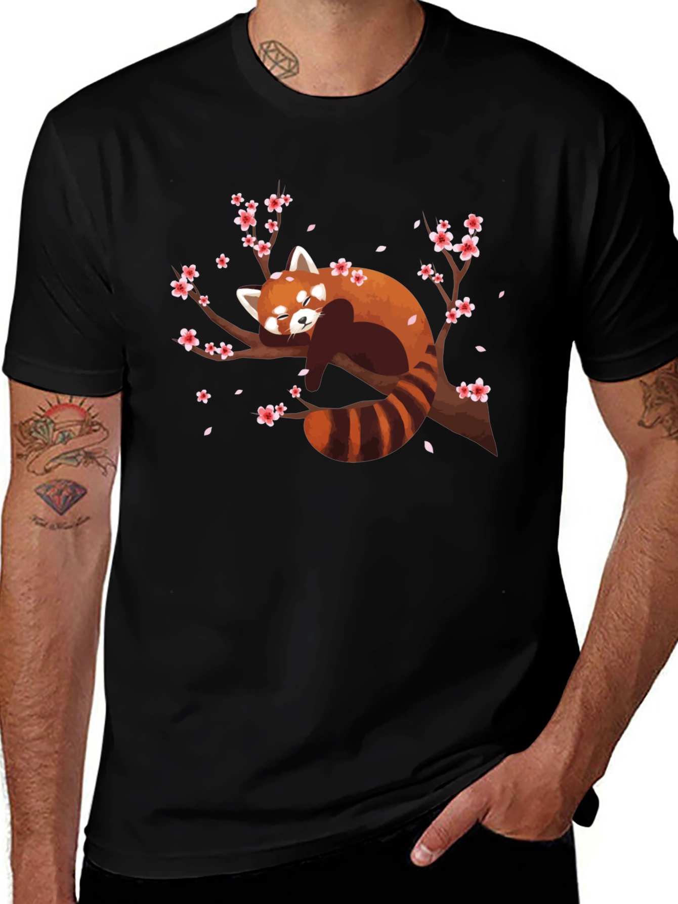 Red Panda on Branch Graphic T-Shirt