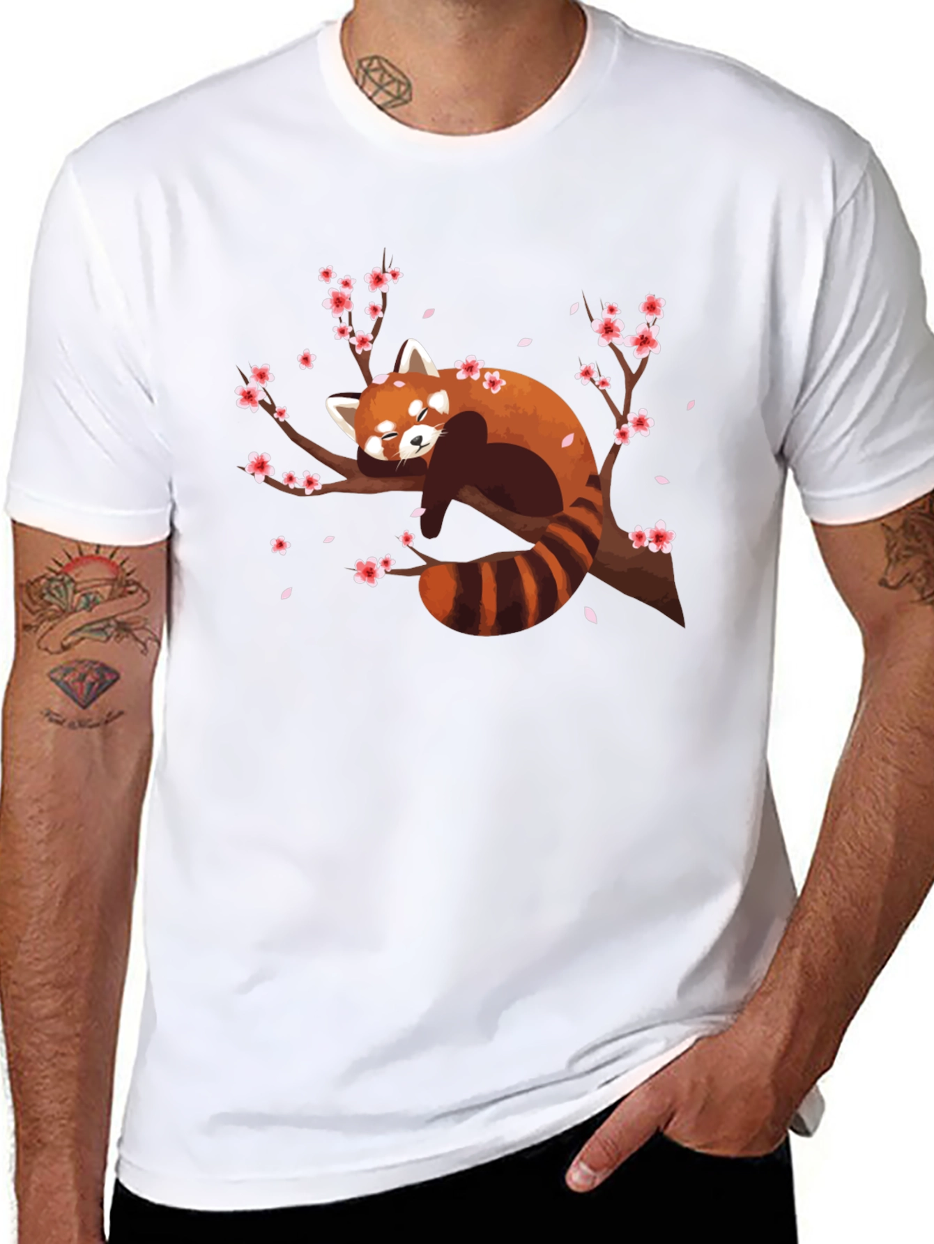 Red Panda on Branch Graphic T-Shirt