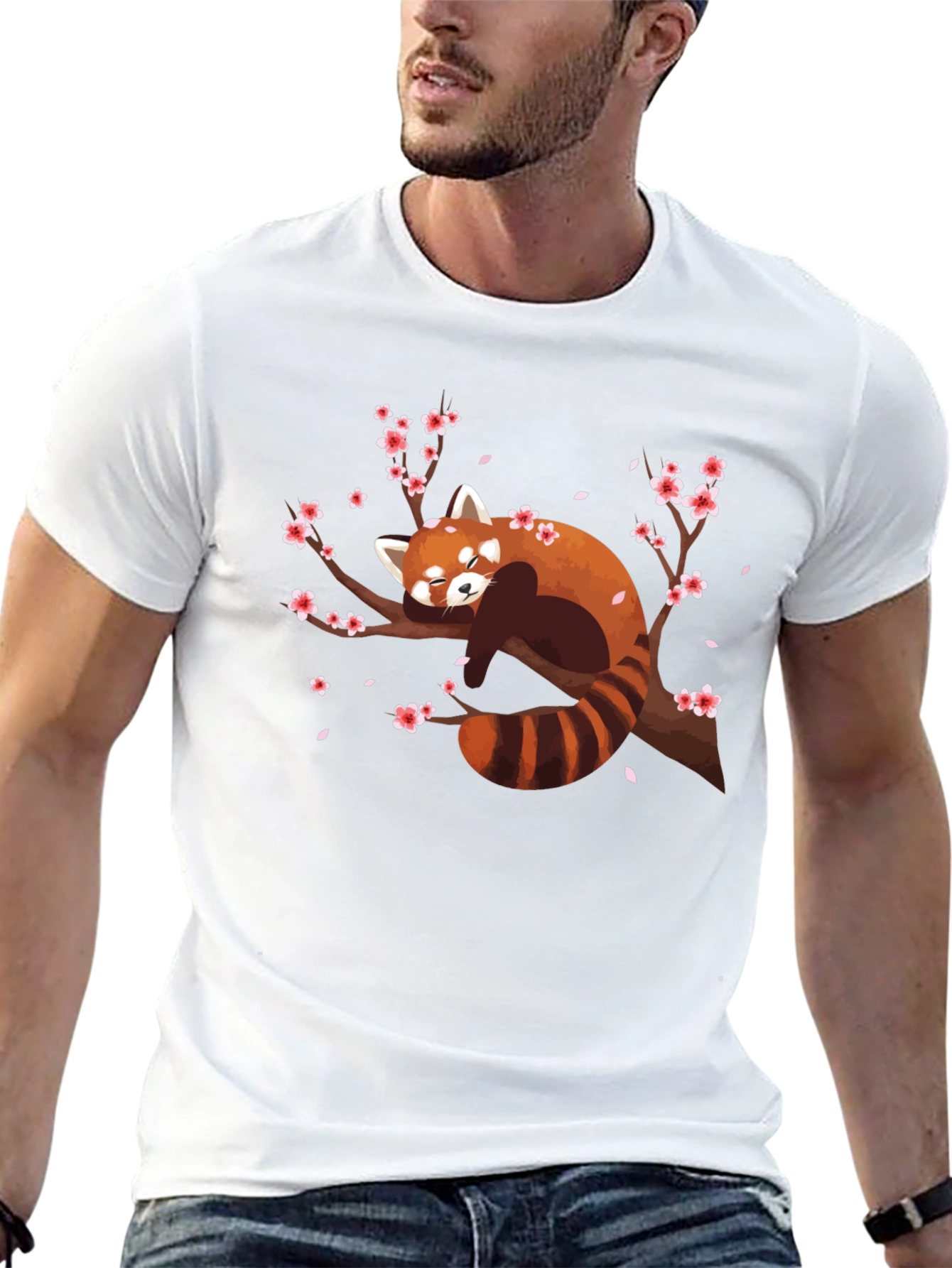Red Panda on Branch Graphic T-Shirt