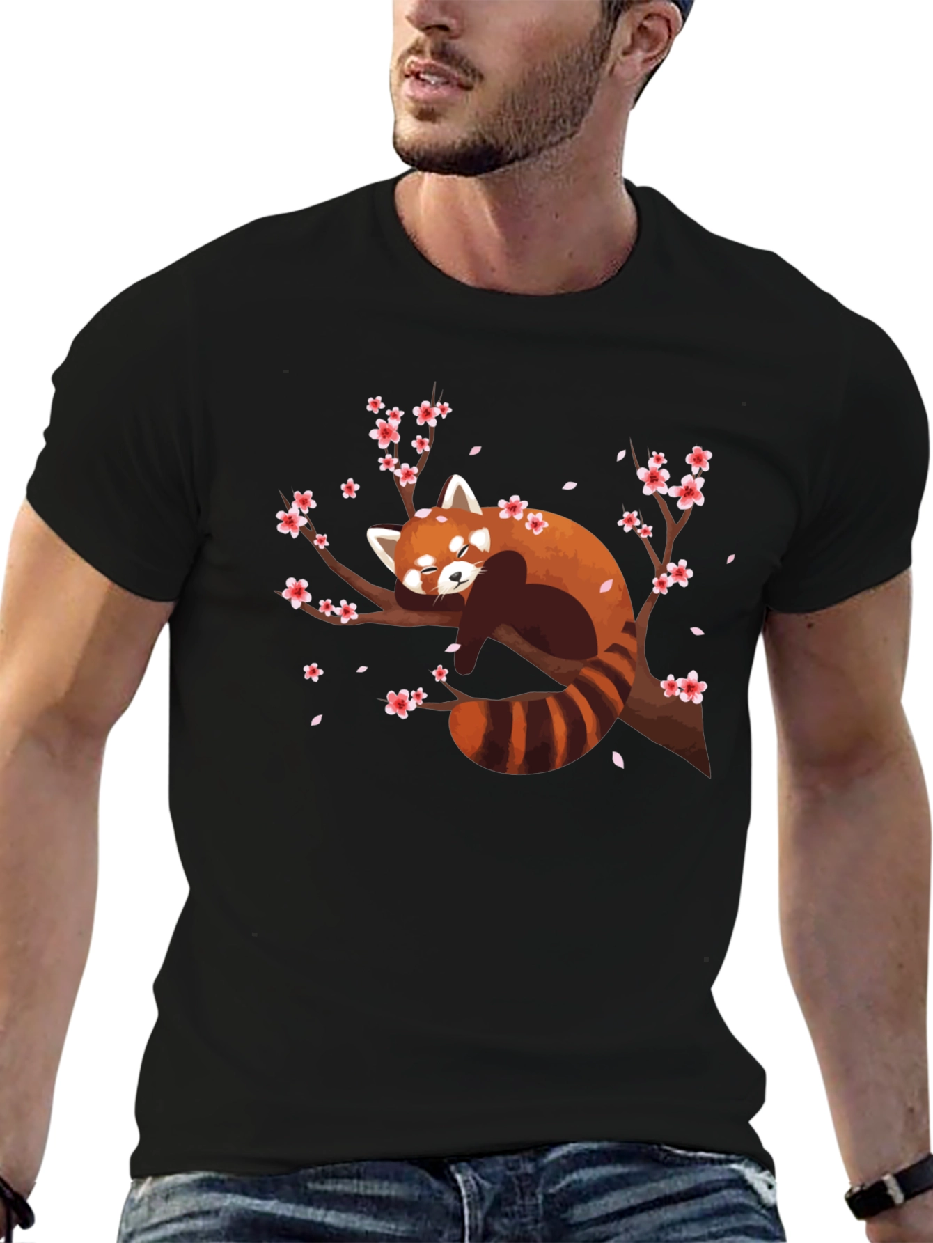 Red Panda on Branch Graphic T-Shirt