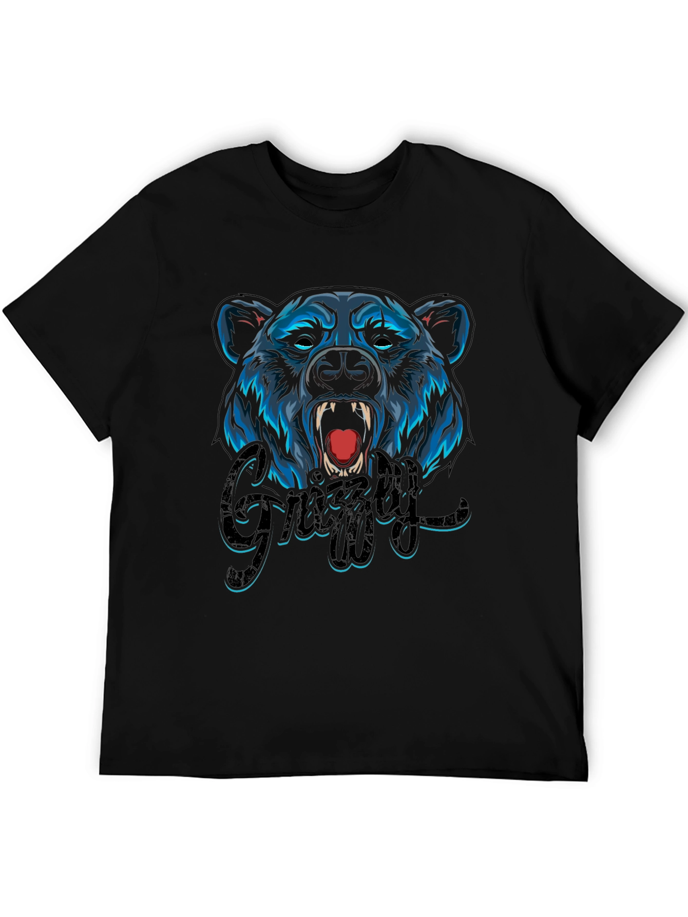 Grizzly Bear Graphic Tee - Mens Black T-Shirt