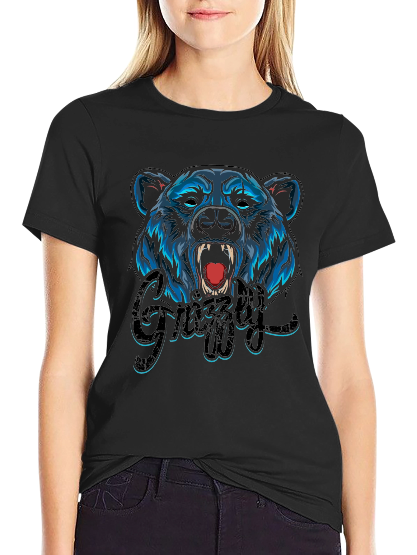 Grizzly Bear Graphic Tee - Mens Black T-Shirt