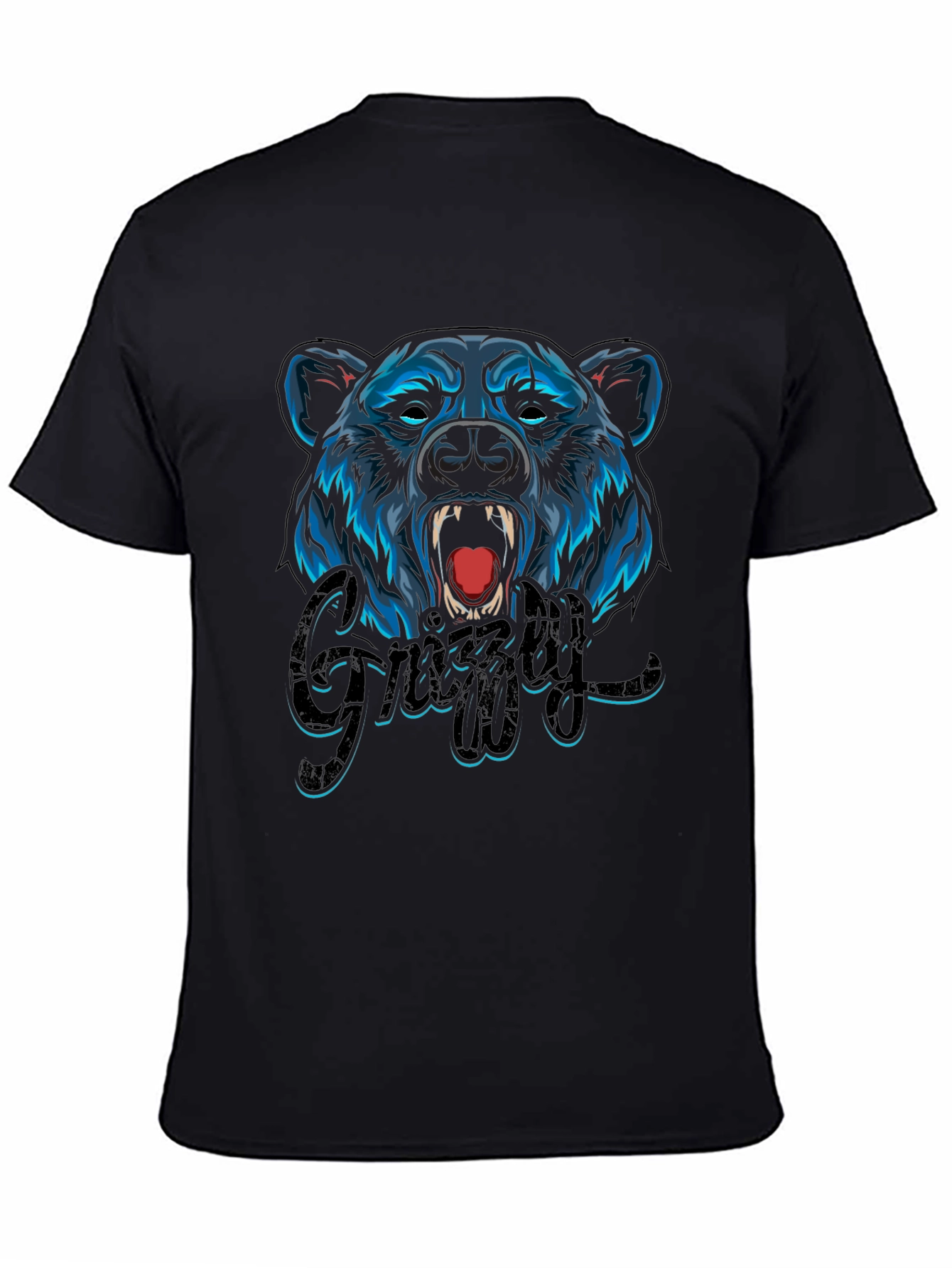 Grizzly Bear Graphic Tee - Mens Black T-Shirt