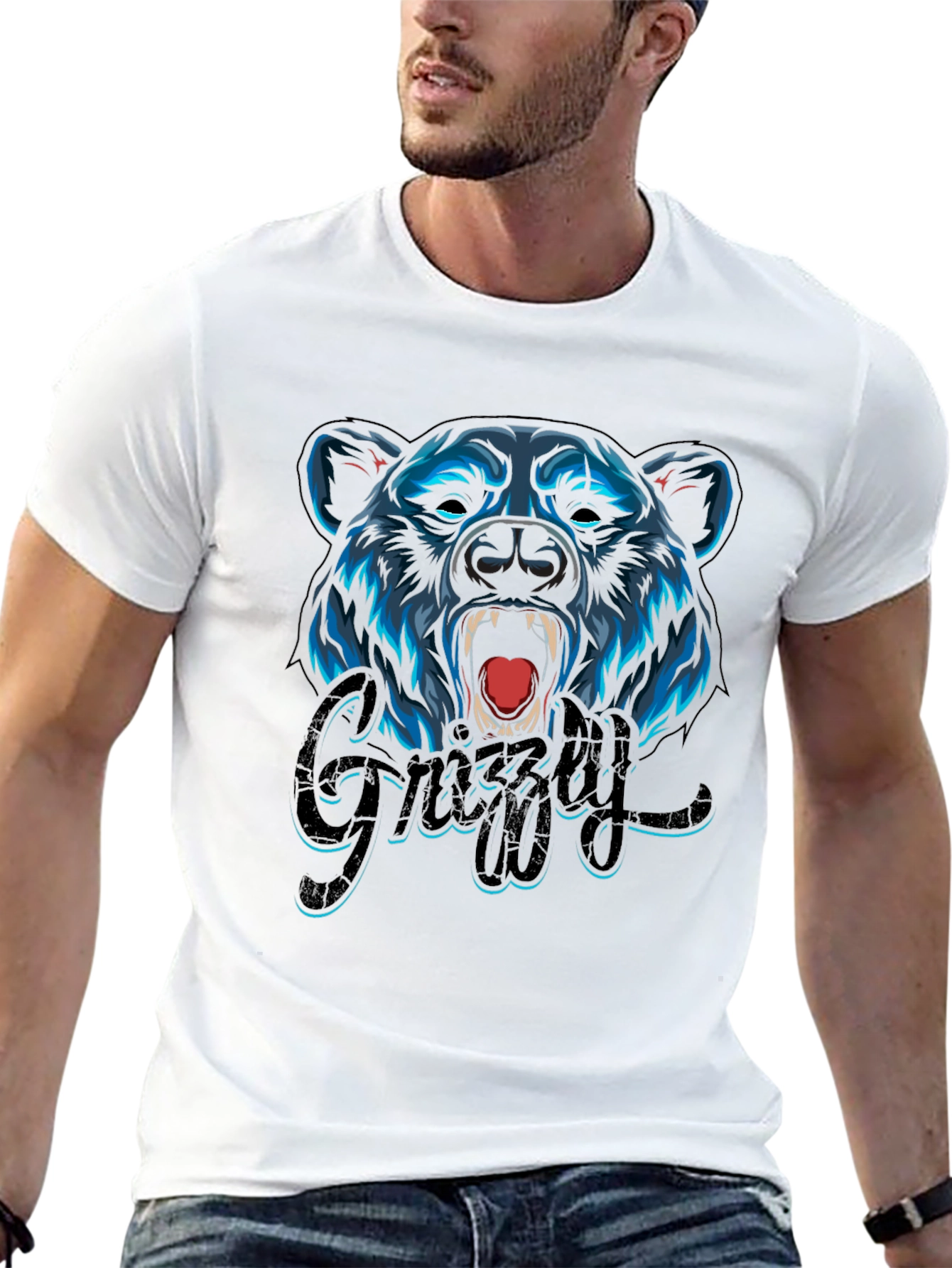 Grizzly Bear Graphic Tee - Mens Black T-Shirt