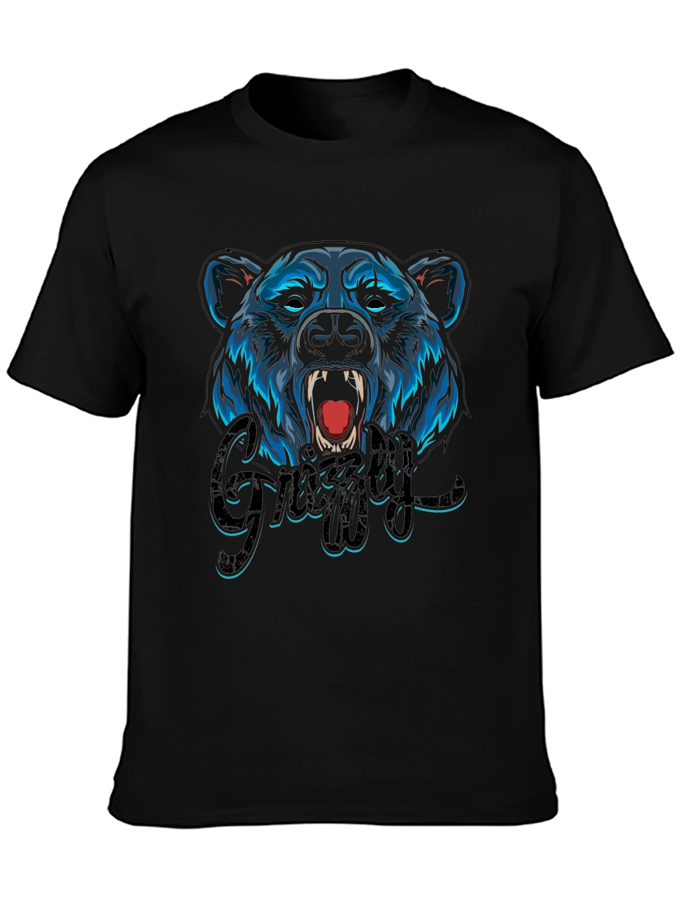 Grizzly Bear Graphic Tee - Mens Black T-Shirt