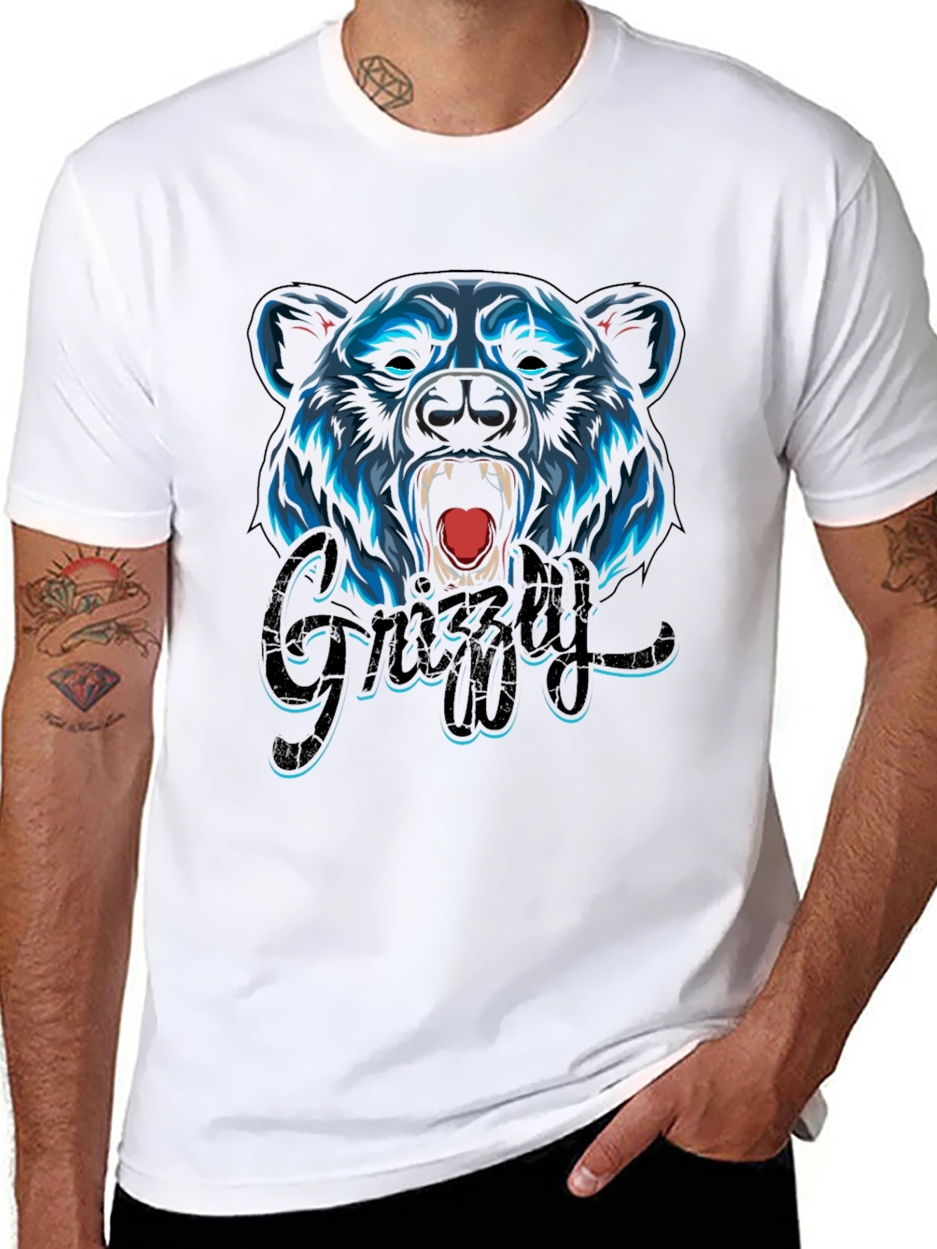 Grizzly Bear Graphic Tee - Mens Black T-Shirt