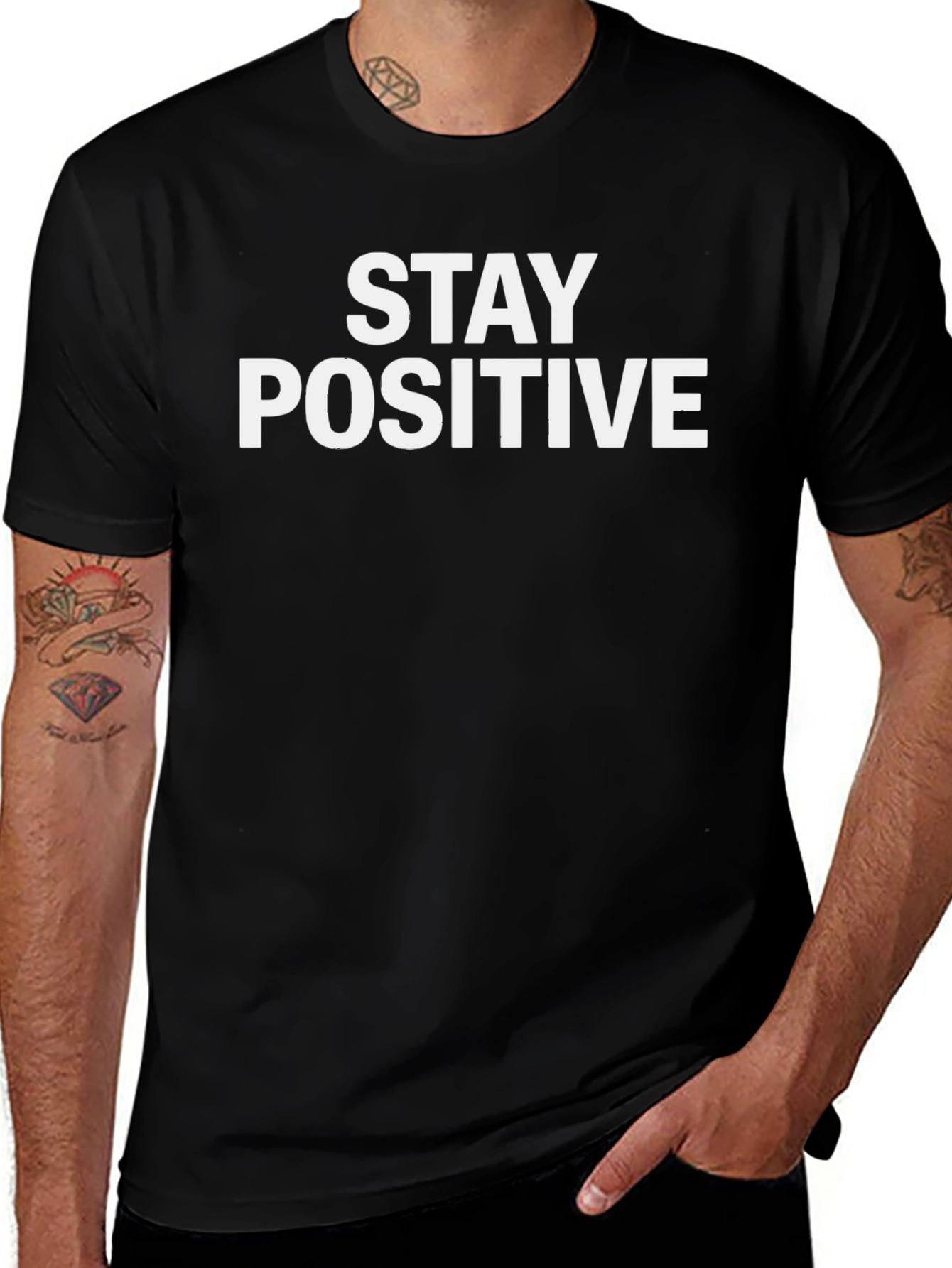 Stay Positive Graphic T-Shirt - Mens Casual Tee