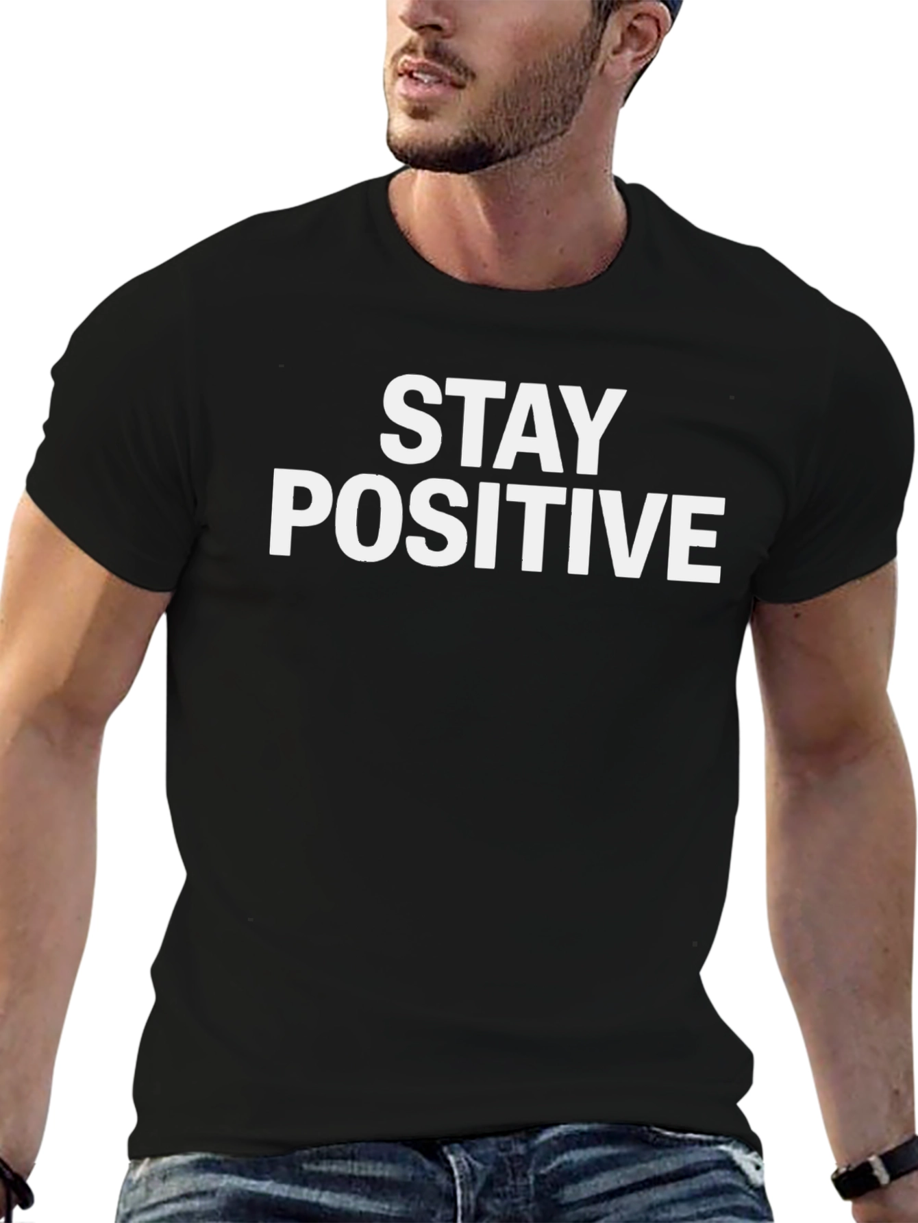Stay Positive Graphic T-Shirt - Mens Casual Tee