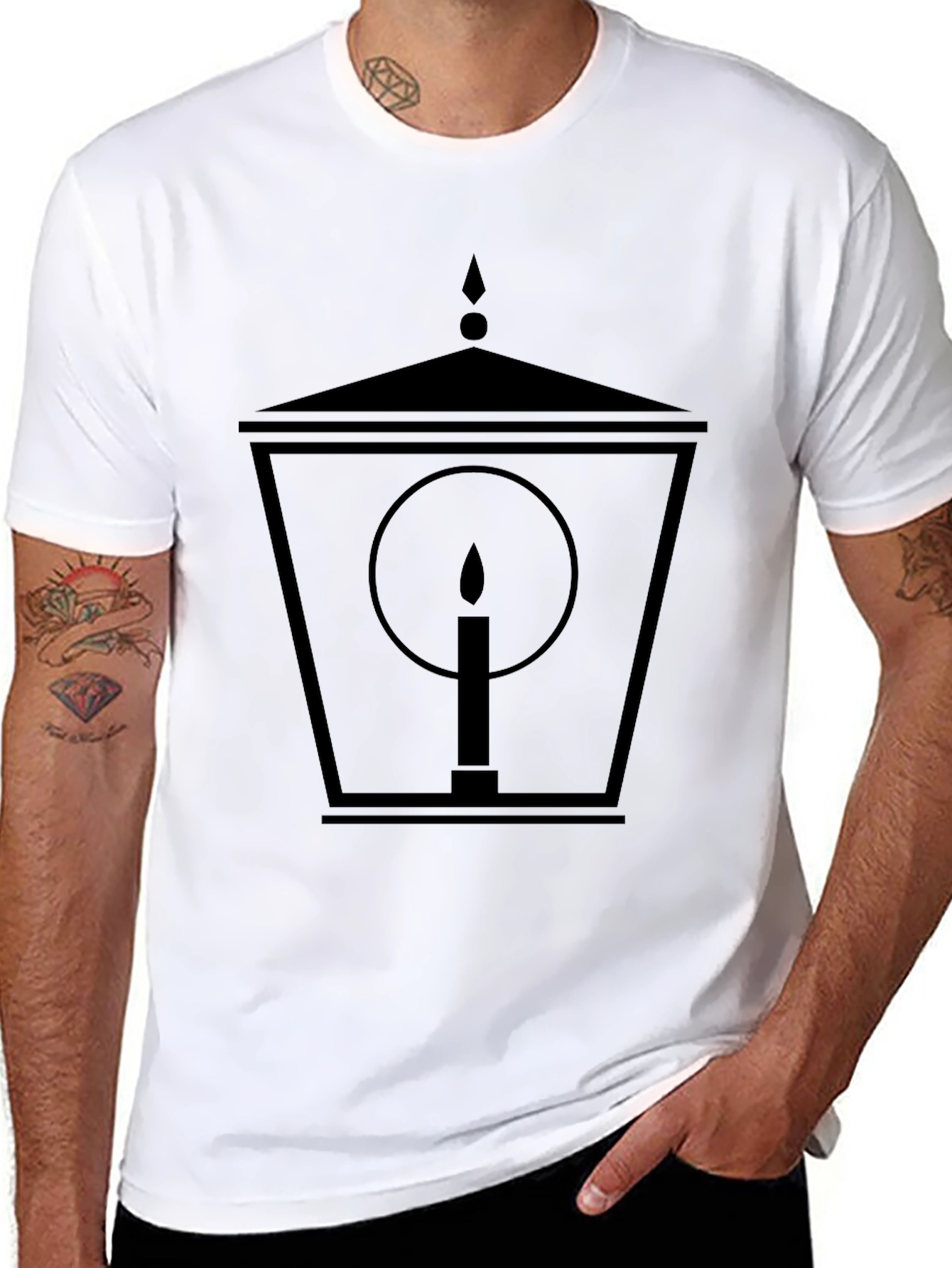 Lantern Candle Graphic Tee - Black