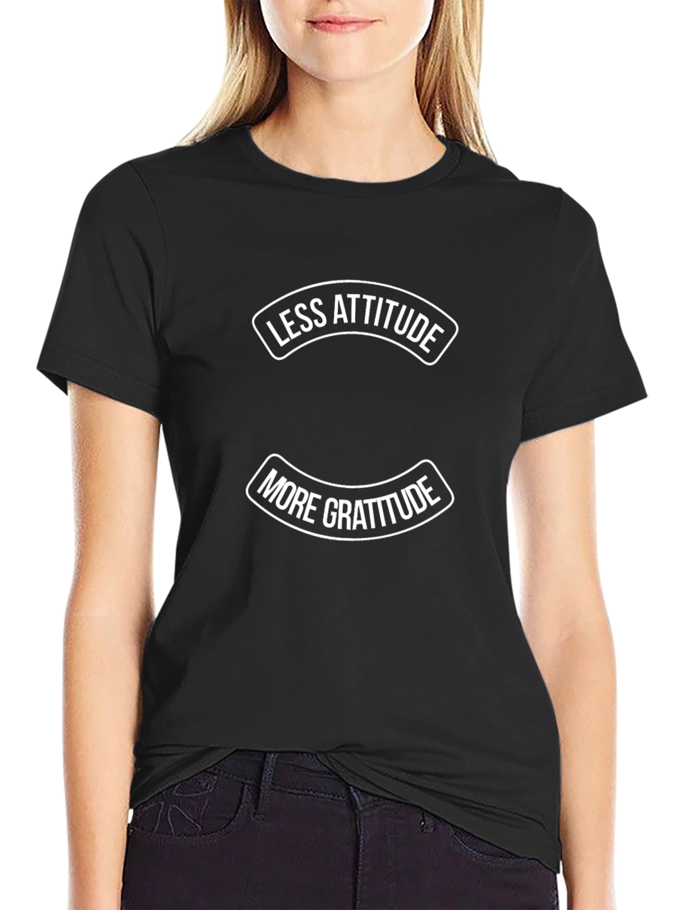 Less Attitude More Gratitude Graphic Tee - Black