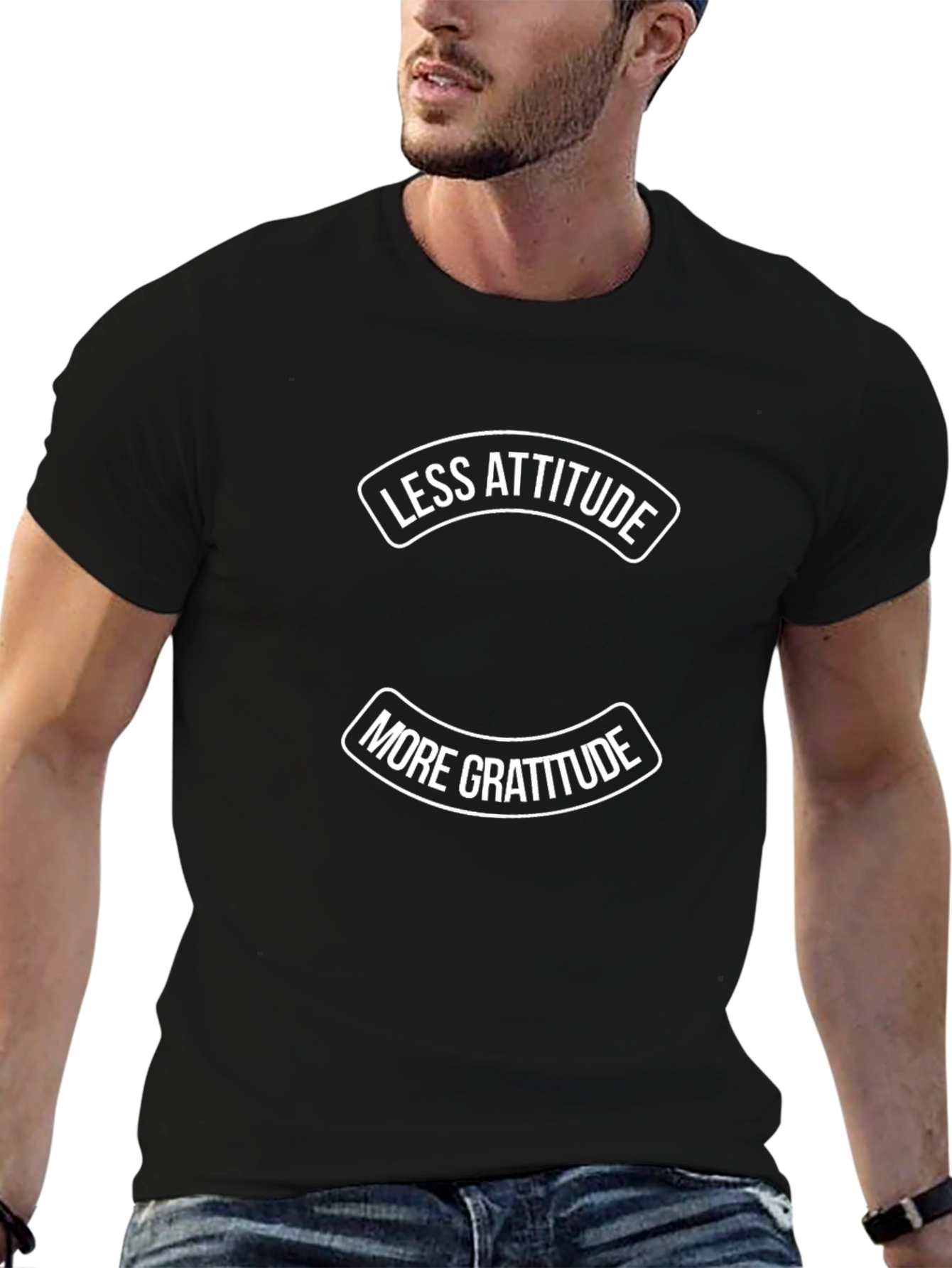 Less Attitude More Gratitude Graphic Tee - Black
