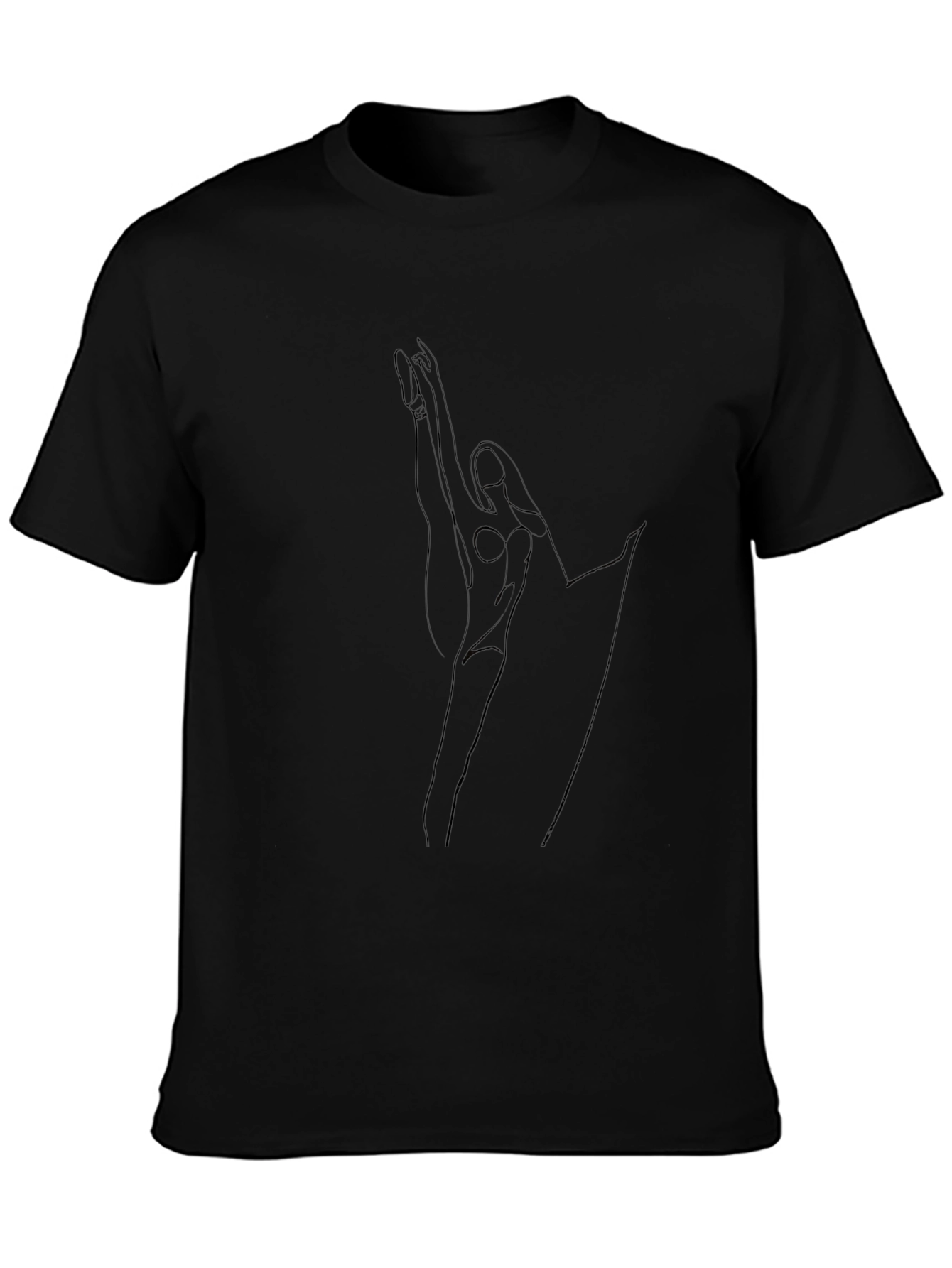 Minimalist Line Art Graphic Tee - Black