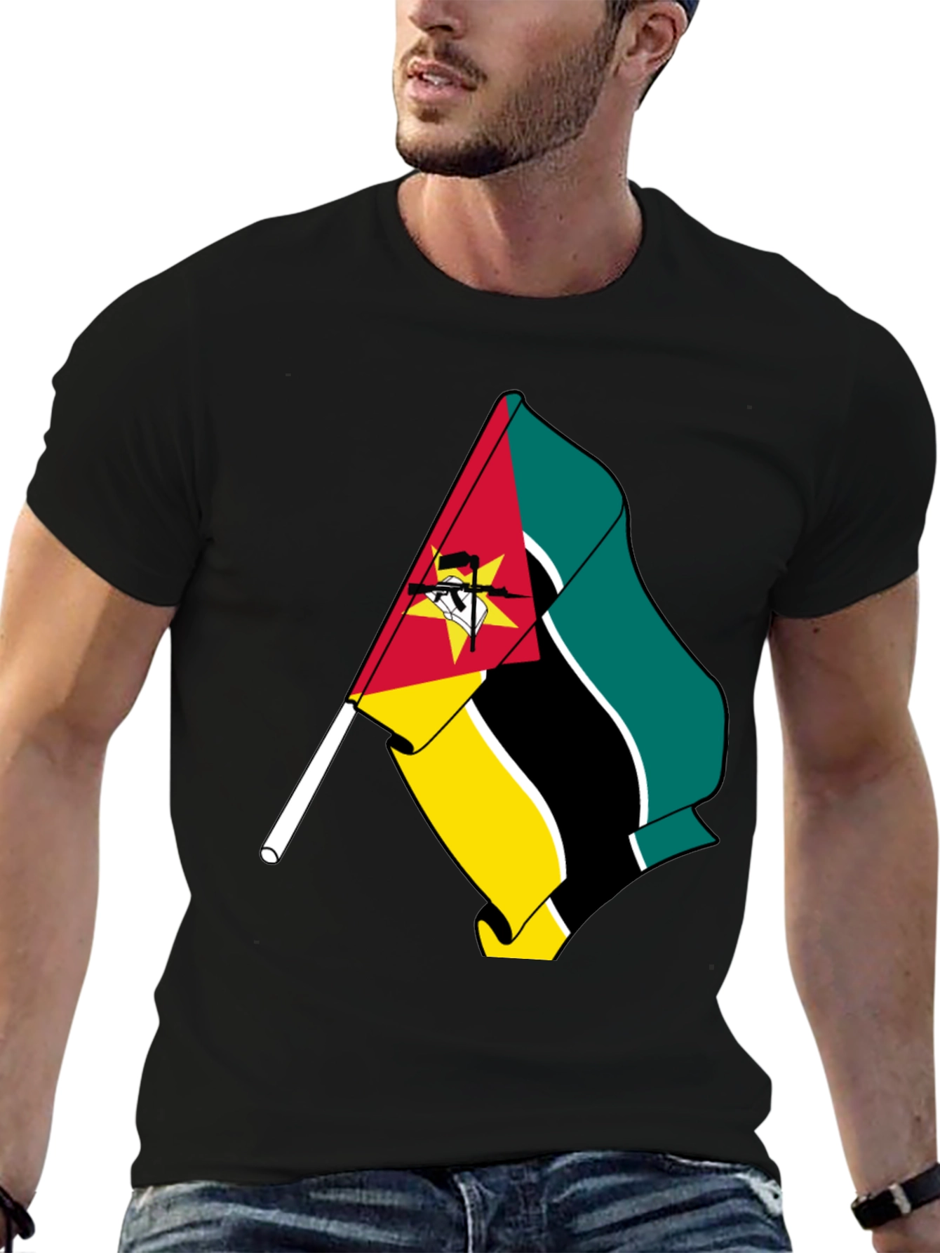 Mozambique Flag Graphic Tee - Black T-Shirt