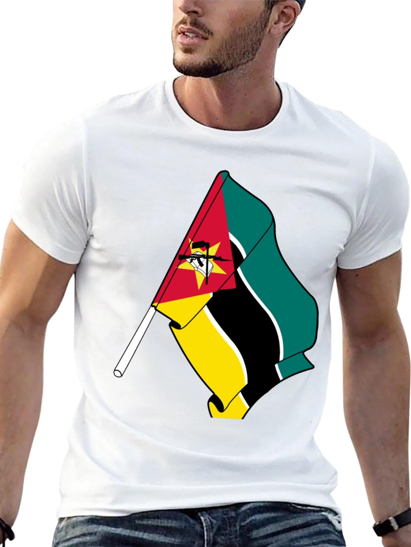Mozambique Flag Graphic Tee - Black T-Shirt