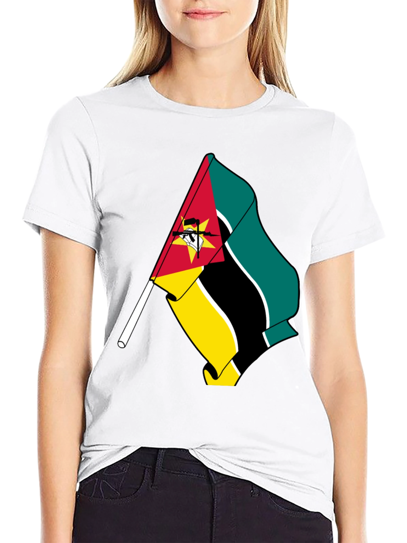 Mozambique Flag Graphic Tee - Black T-Shirt