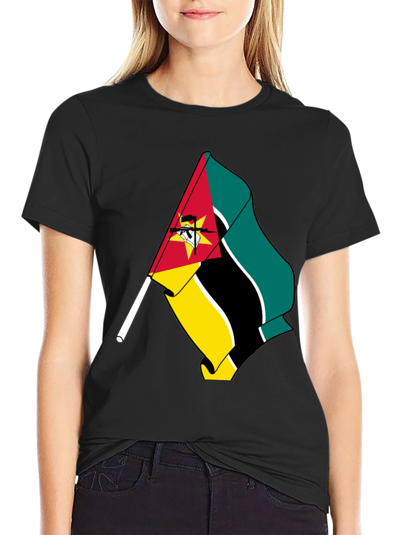 Mozambique Flag Graphic Tee - Black T-Shirt