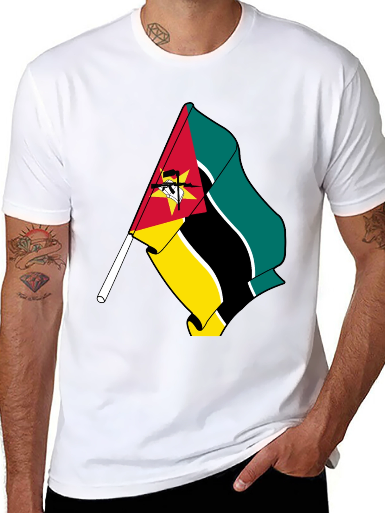 Mozambique Flag Graphic Tee - Black T-Shirt