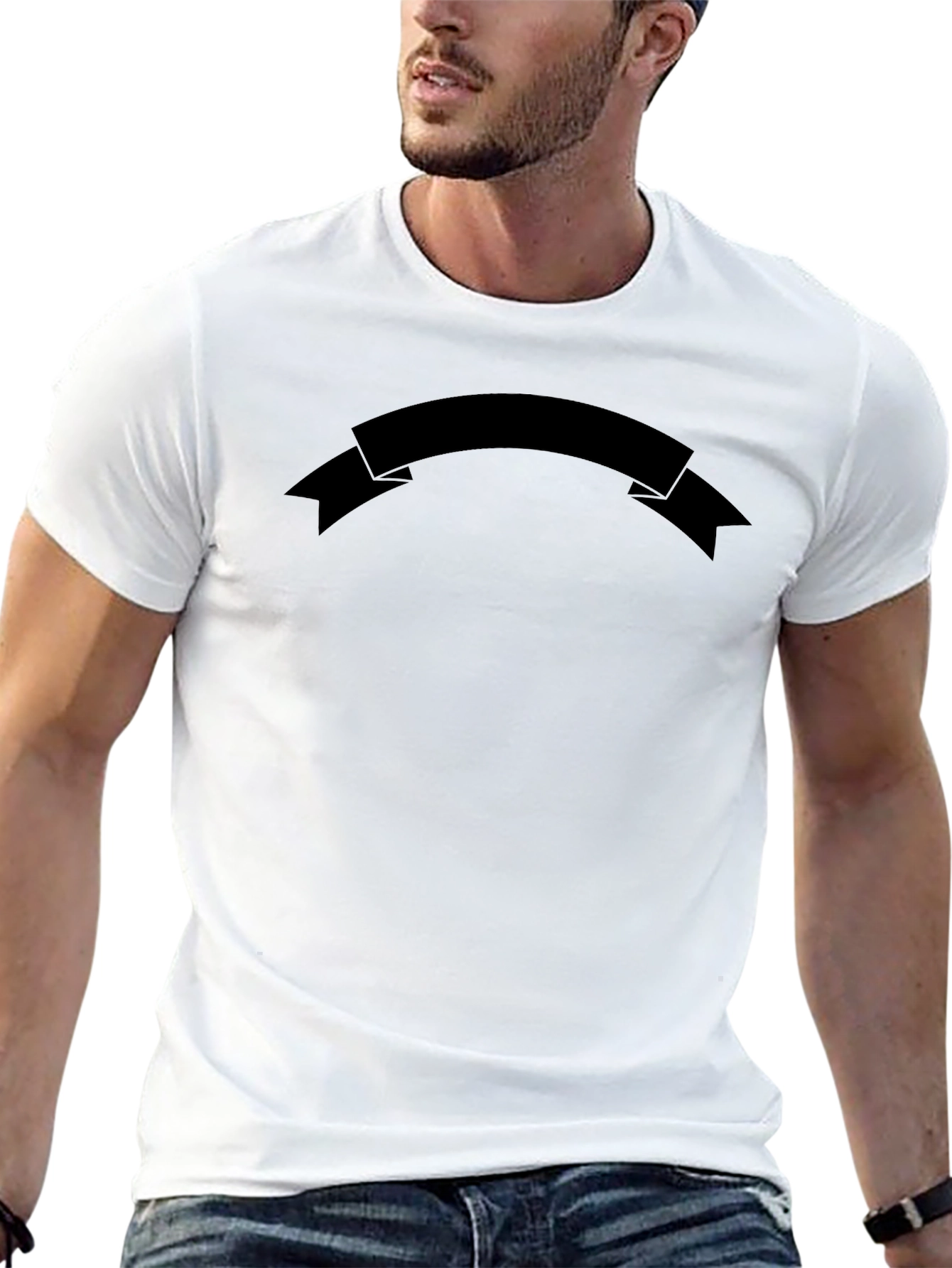 Mens Black Graphic Tee - Customizable Banner Design