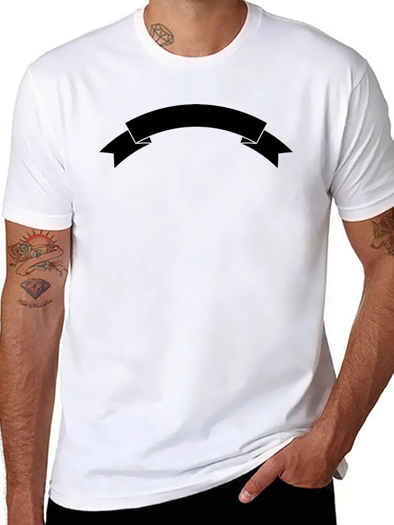 Mens Black Graphic Tee - Customizable Banner Design