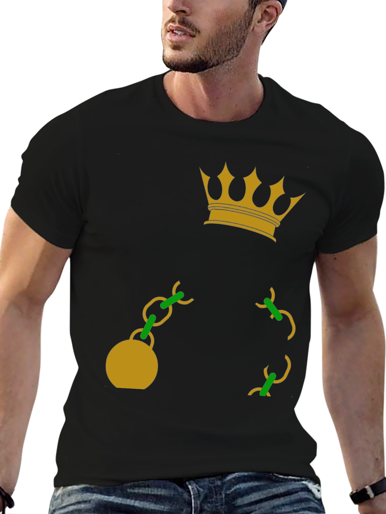 Crown & Chain Graphic T-Shirt - Casual Style