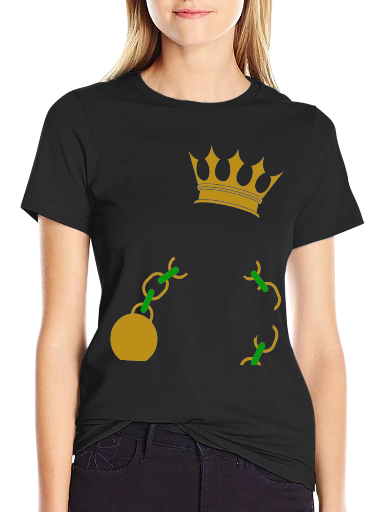 Crown & Chain Graphic T-Shirt - Casual Style