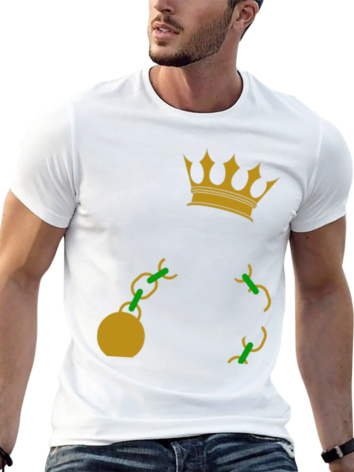 Crown & Chain Graphic T-Shirt - Casual Style
