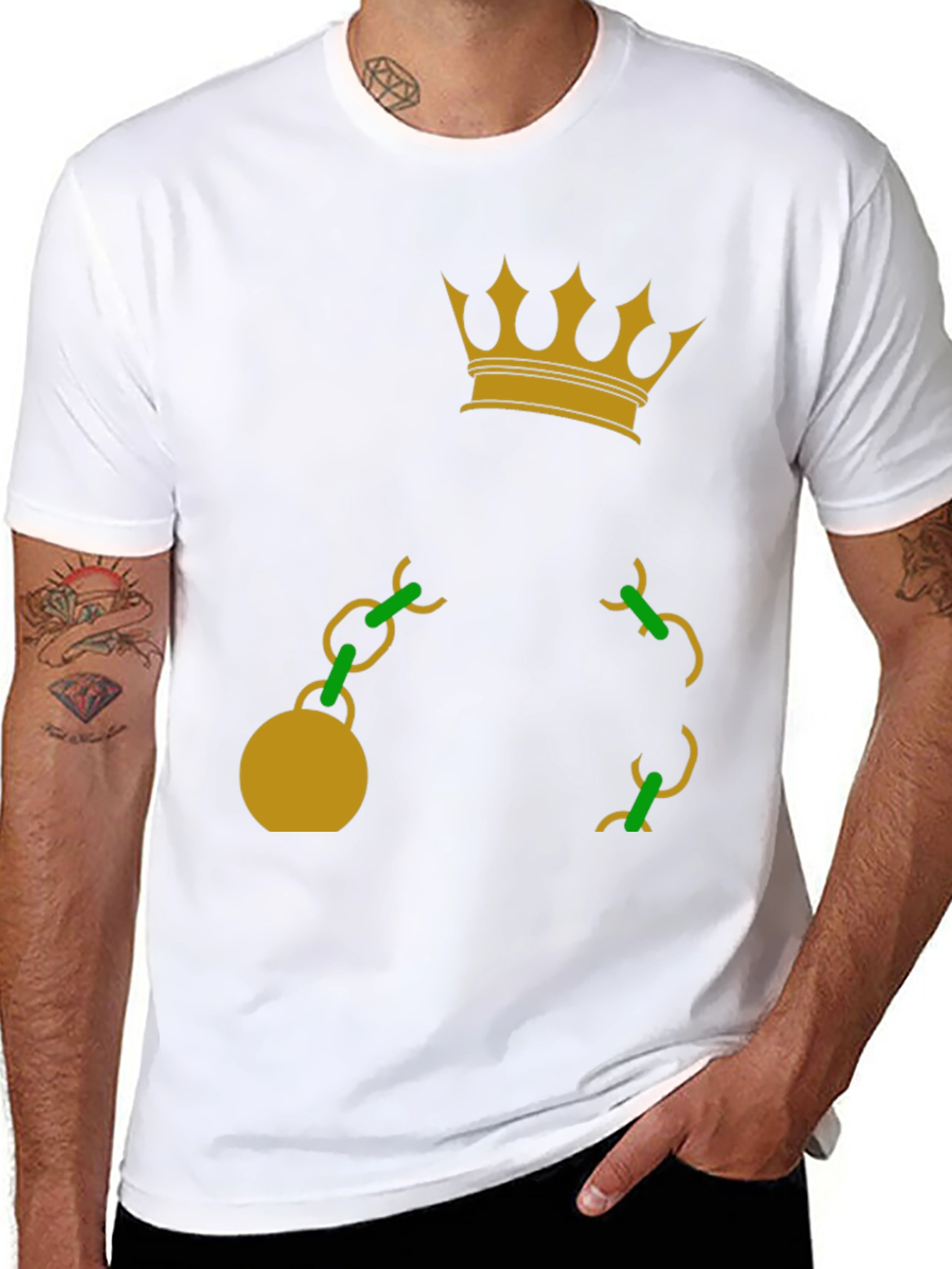 Crown & Chain Graphic T-Shirt - Casual Style