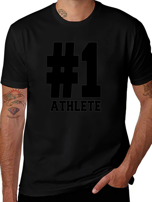 #1 Athlete Black Graphic T-Shirt
