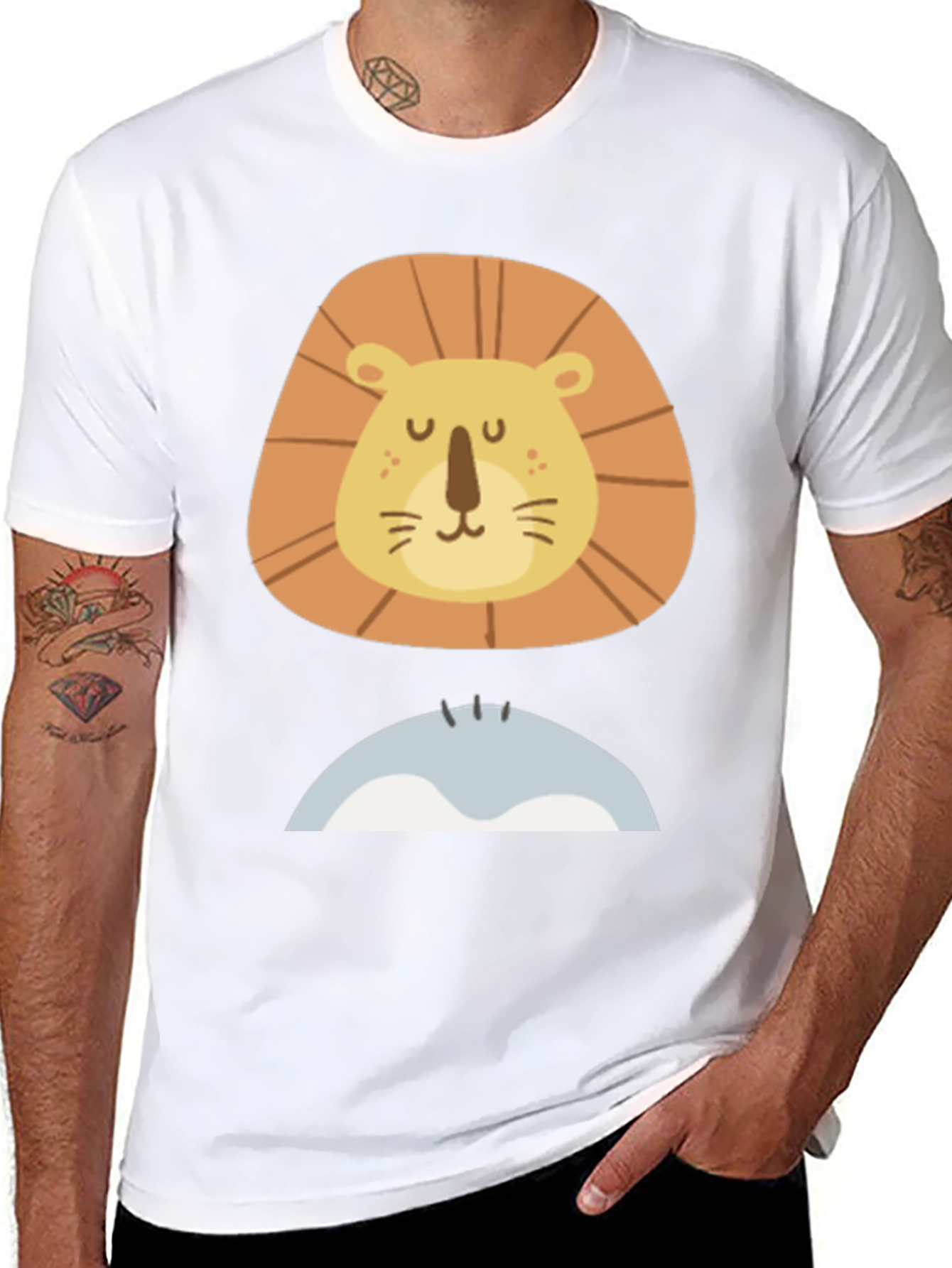 Lion Face Graphic Tee - Mens Black T-Shirt