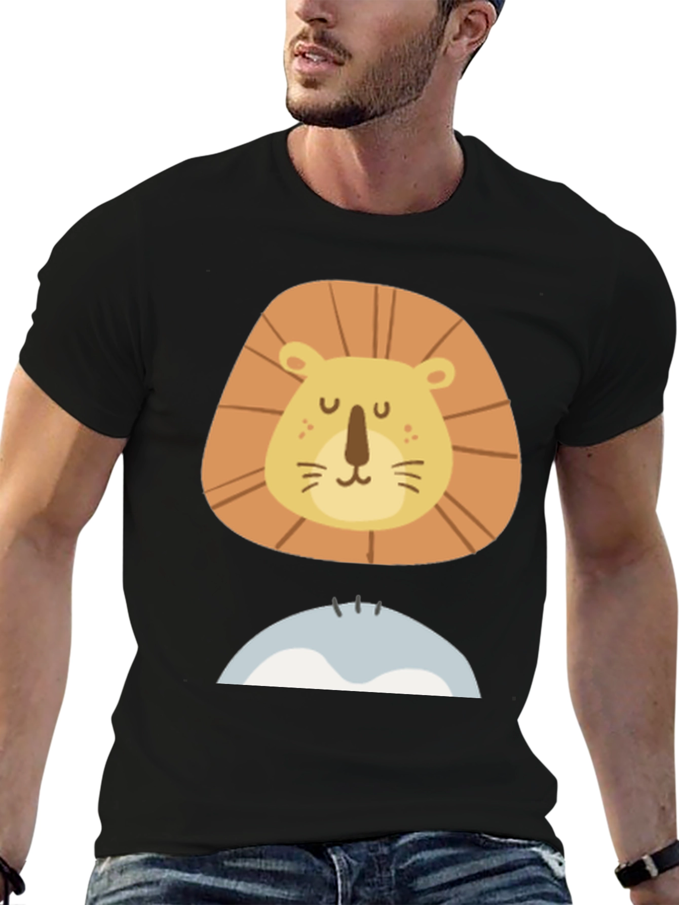 Lion Face Graphic Tee - Mens Black T-Shirt
