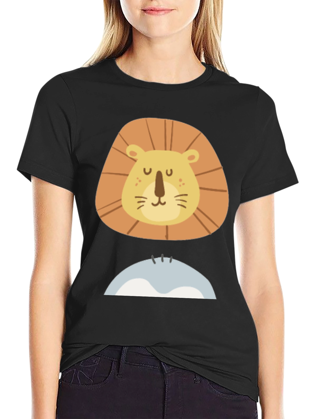 Lion Face Graphic Tee - Mens Black T-Shirt