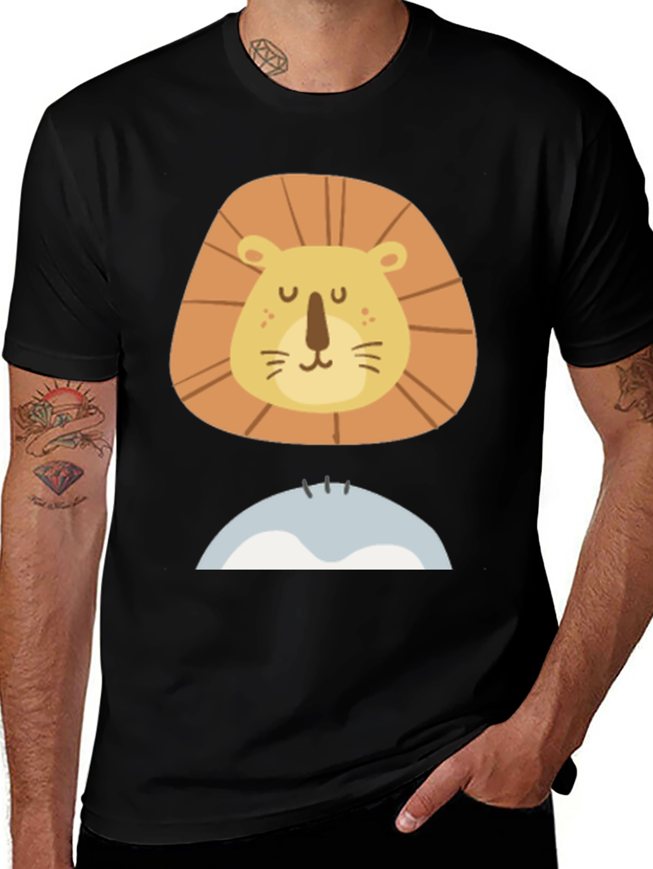 Lion Face Graphic Tee - Mens Black T-Shirt