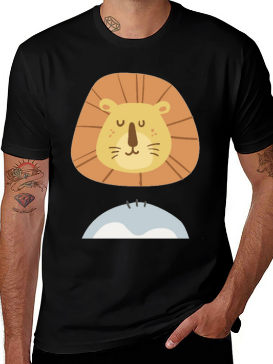 Lion Face Graphic Tee - Mens Black T-Shirt