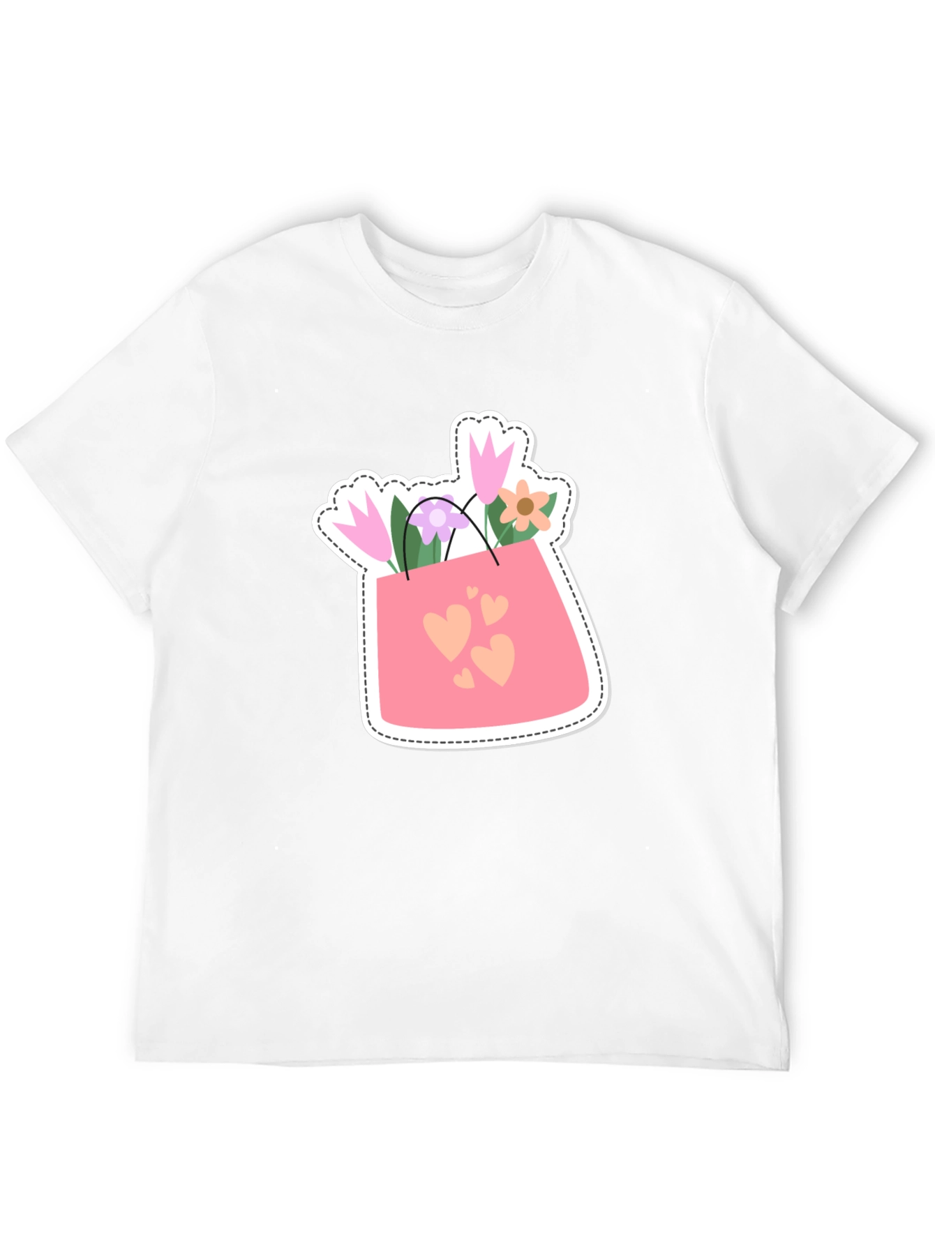Floral Hearts Graphic Tee - Black Casual Shirt