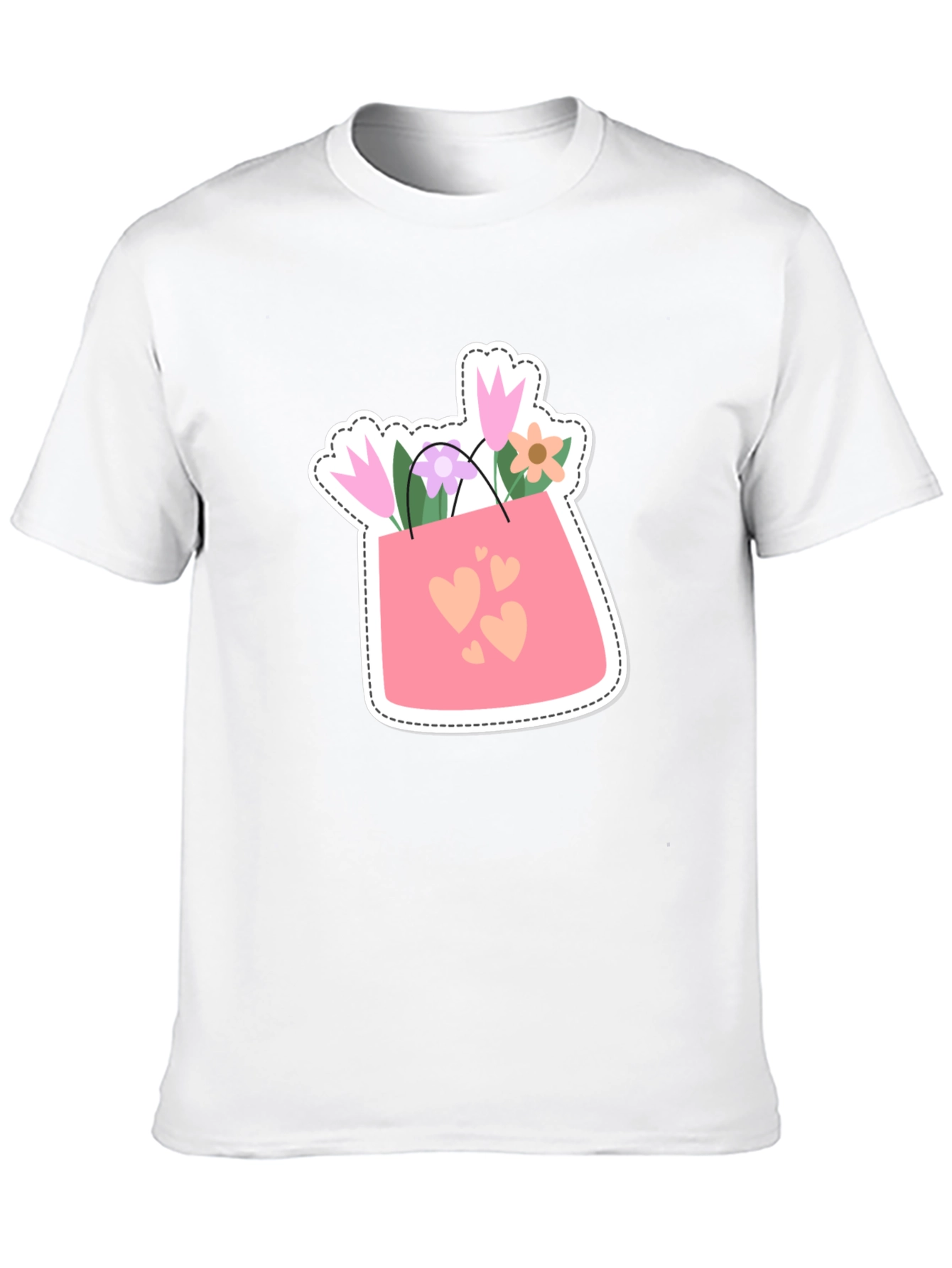 Floral Hearts Graphic Tee - Black Casual Shirt