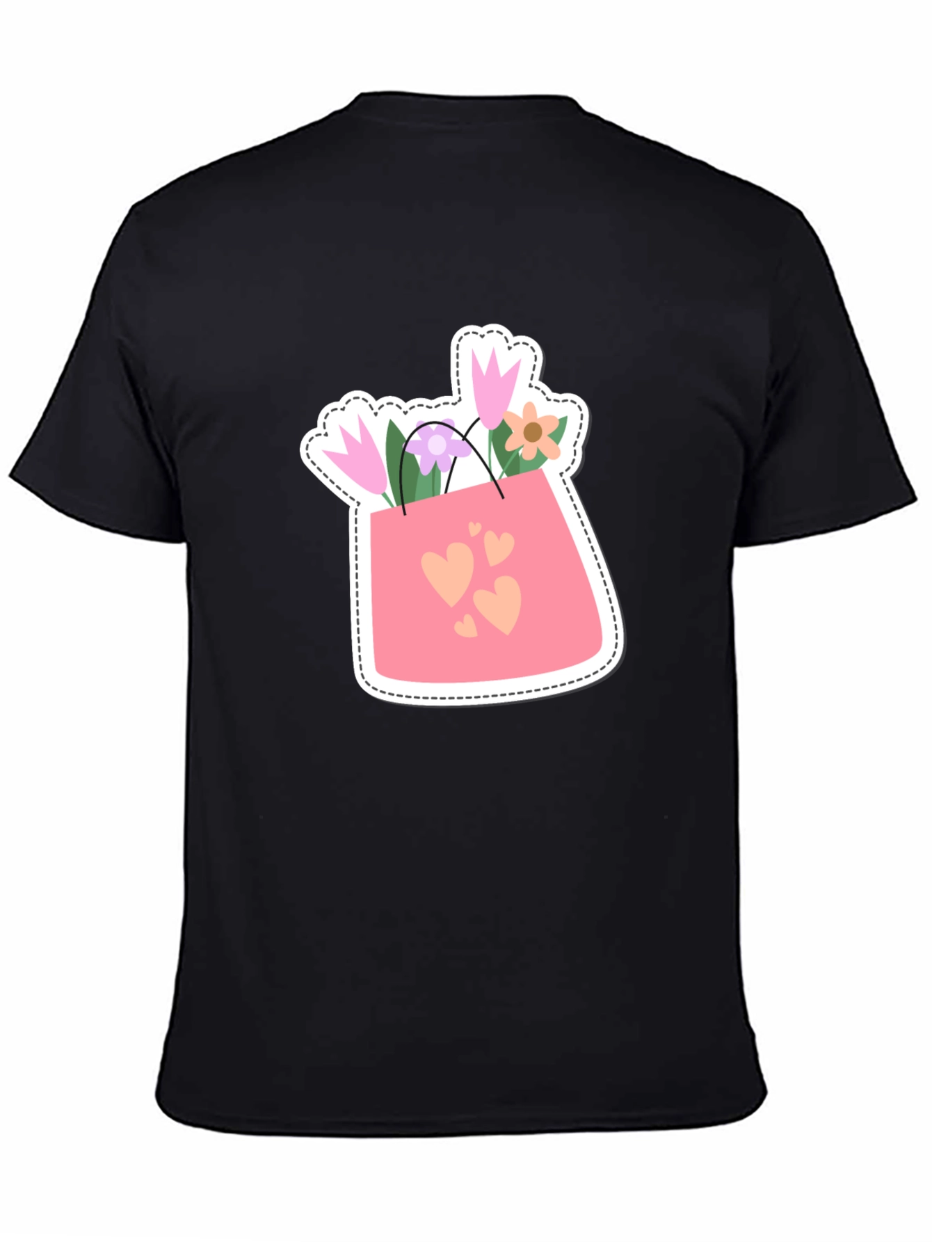 Floral Hearts Graphic Tee - Black Casual Shirt