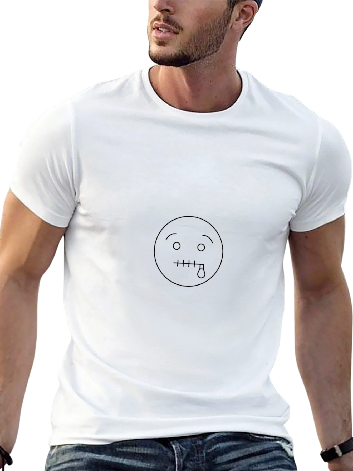 Zipped Mouth Emoji Black T-Shirt