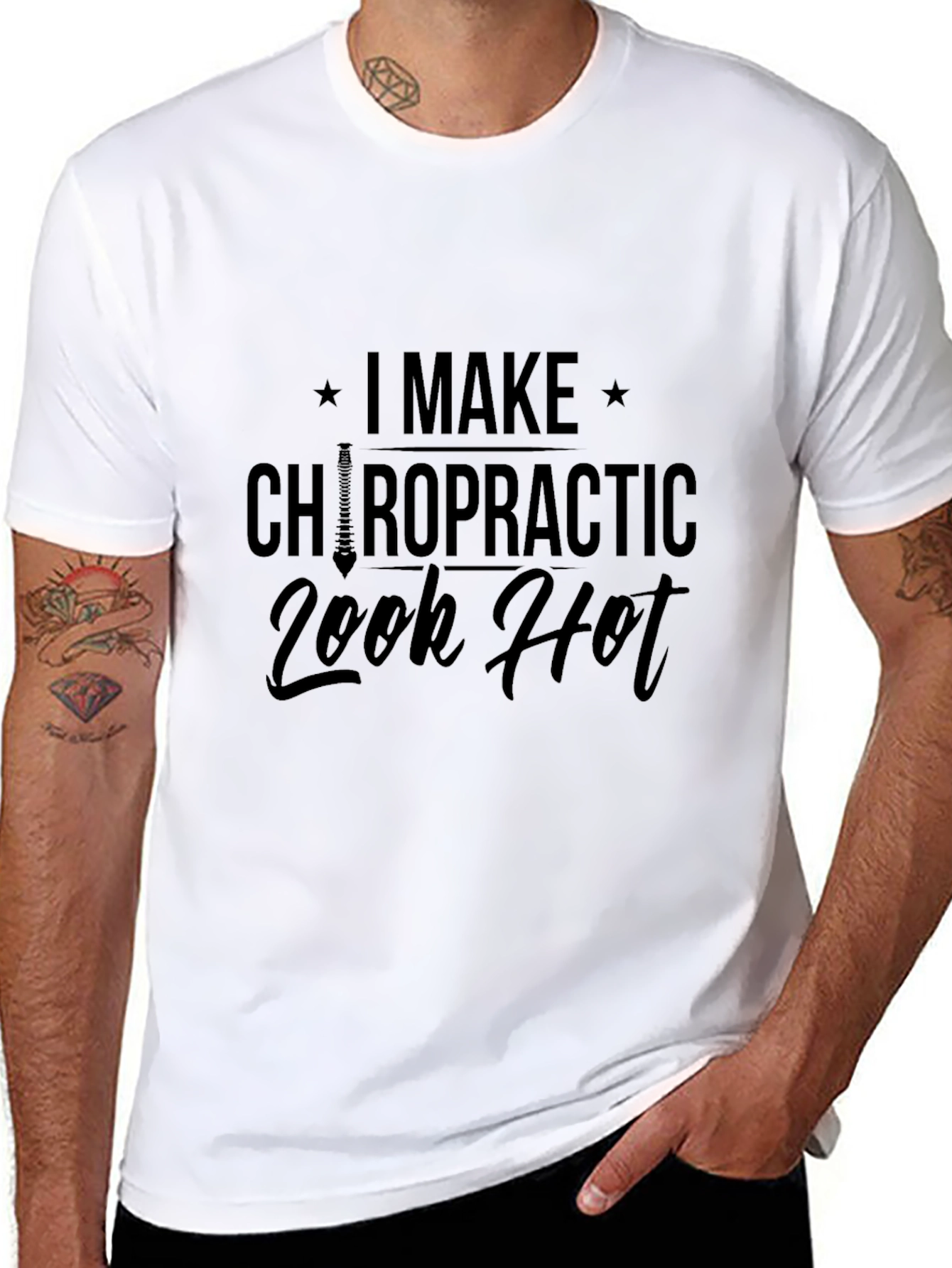 Chiropractic Look Hot Black Graphic Tee