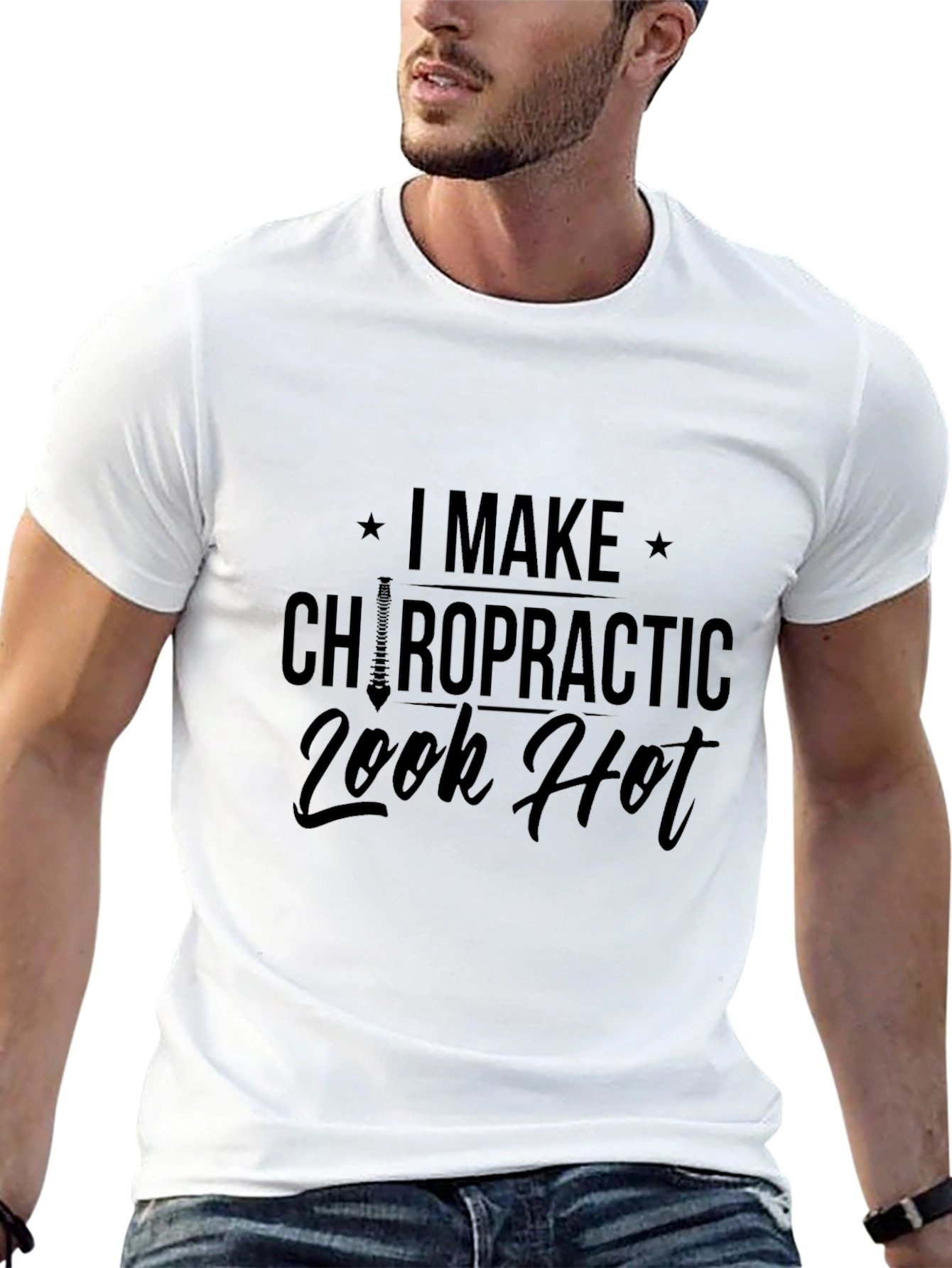 Chiropractic Look Hot Black Graphic Tee