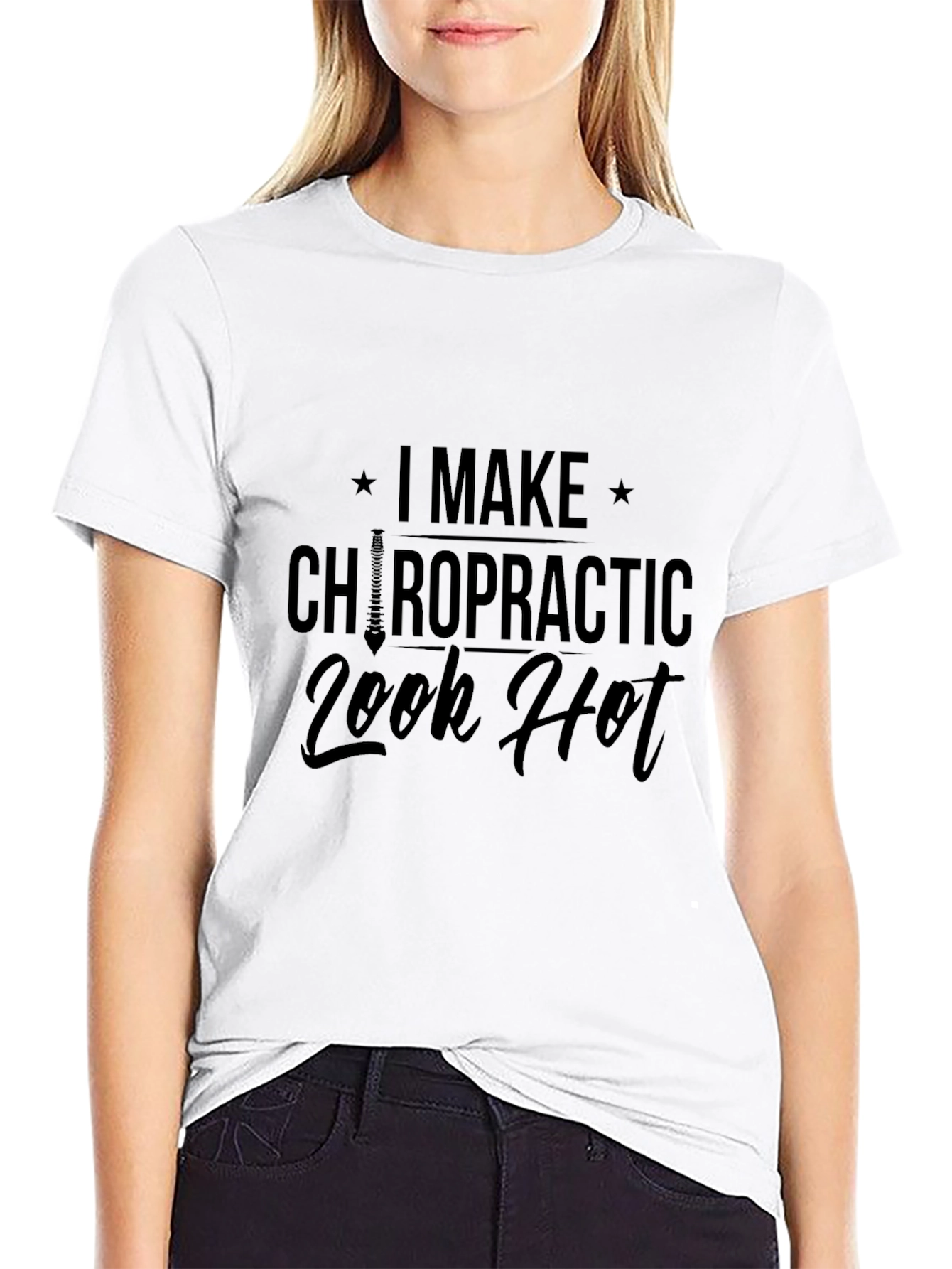 Chiropractic Look Hot Black Graphic Tee