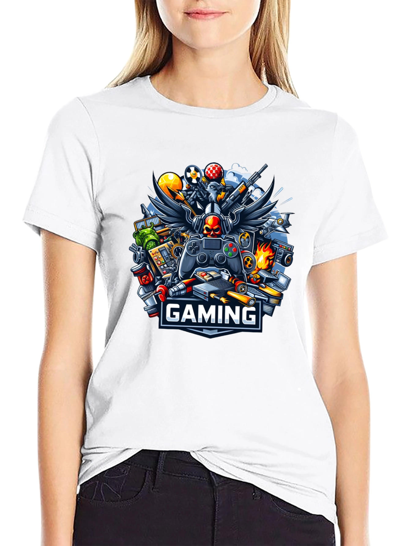 Gaming T-Shirt - Gamer Skull Controller Design