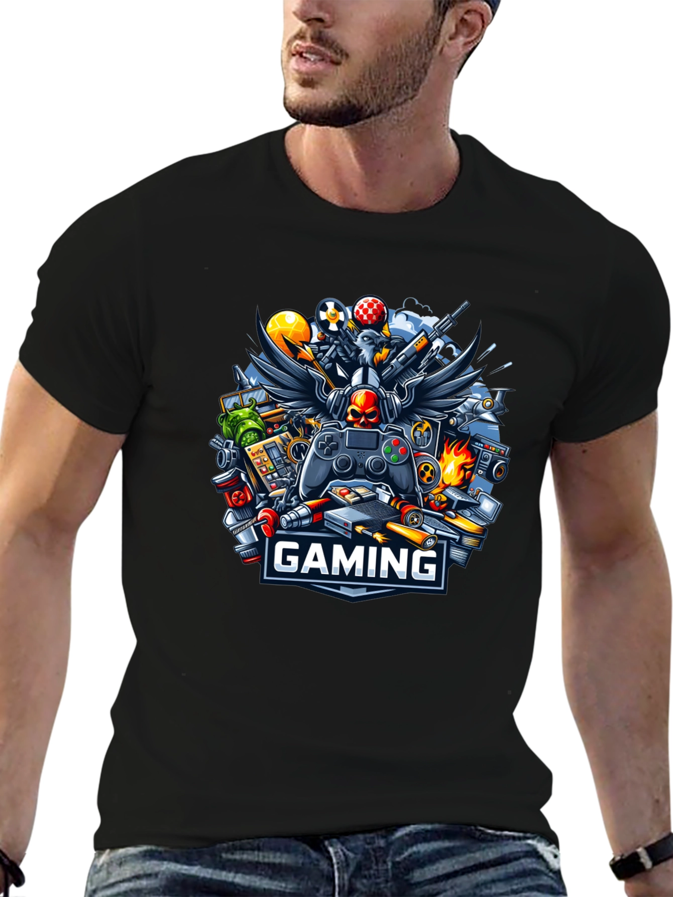 Gaming T-Shirt - Gamer Skull Controller Design
