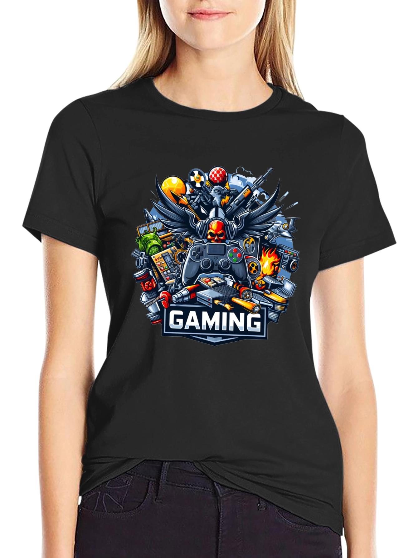 Gaming T-Shirt - Gamer Skull Controller Design