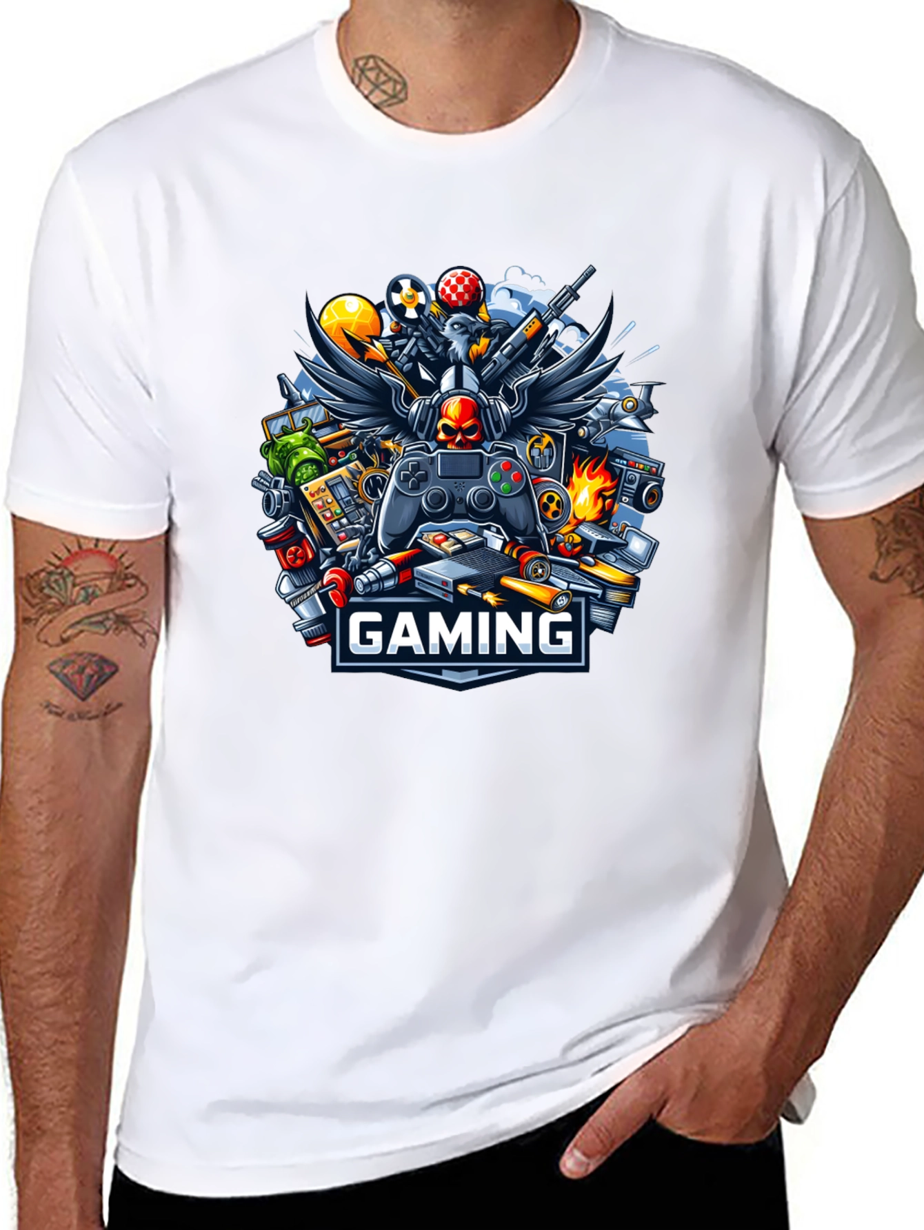 Gaming T-Shirt - Gamer Skull Controller Design