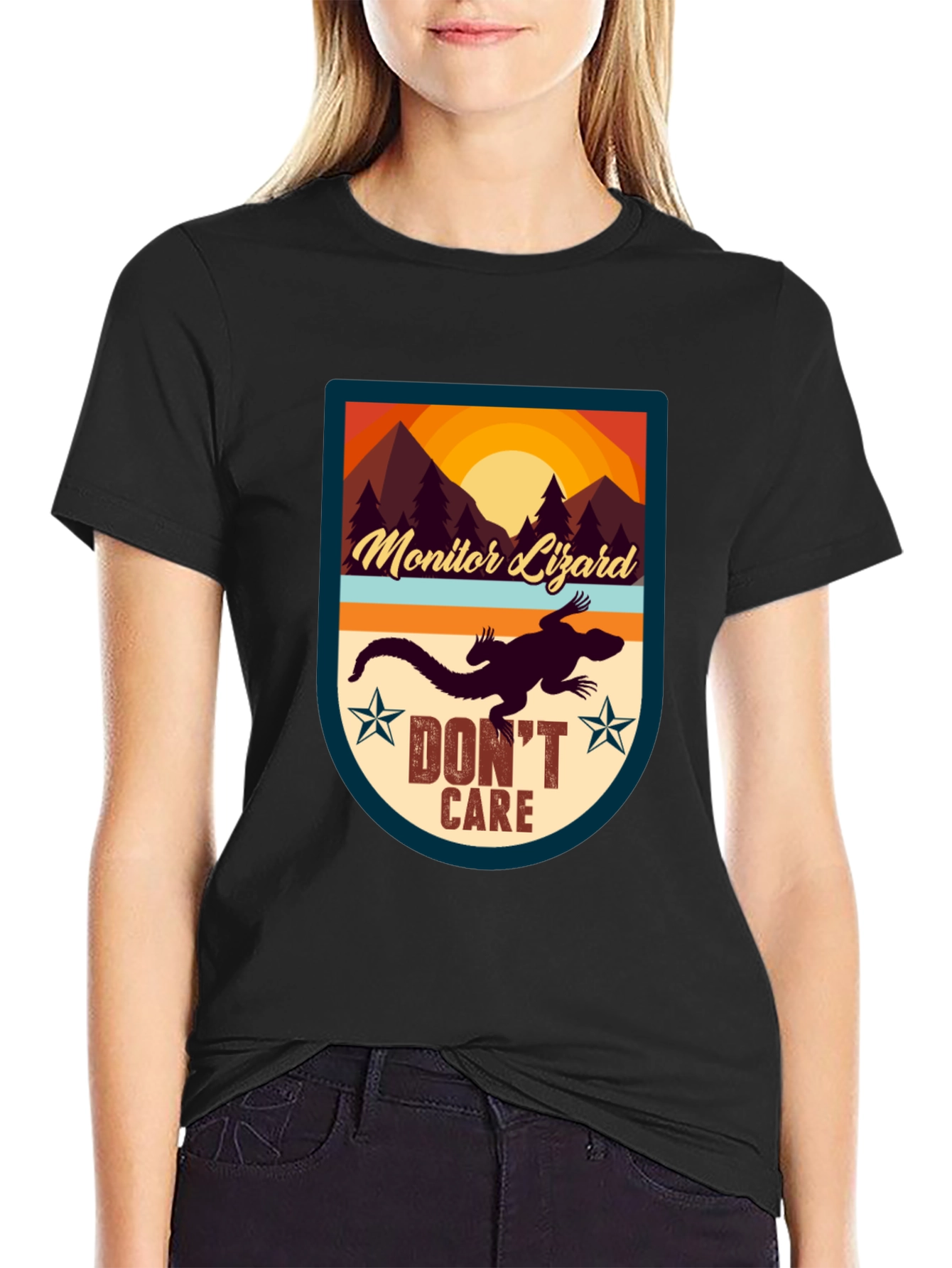 Monitor Lizard T-Shirt - Dont Care Graphic Tee