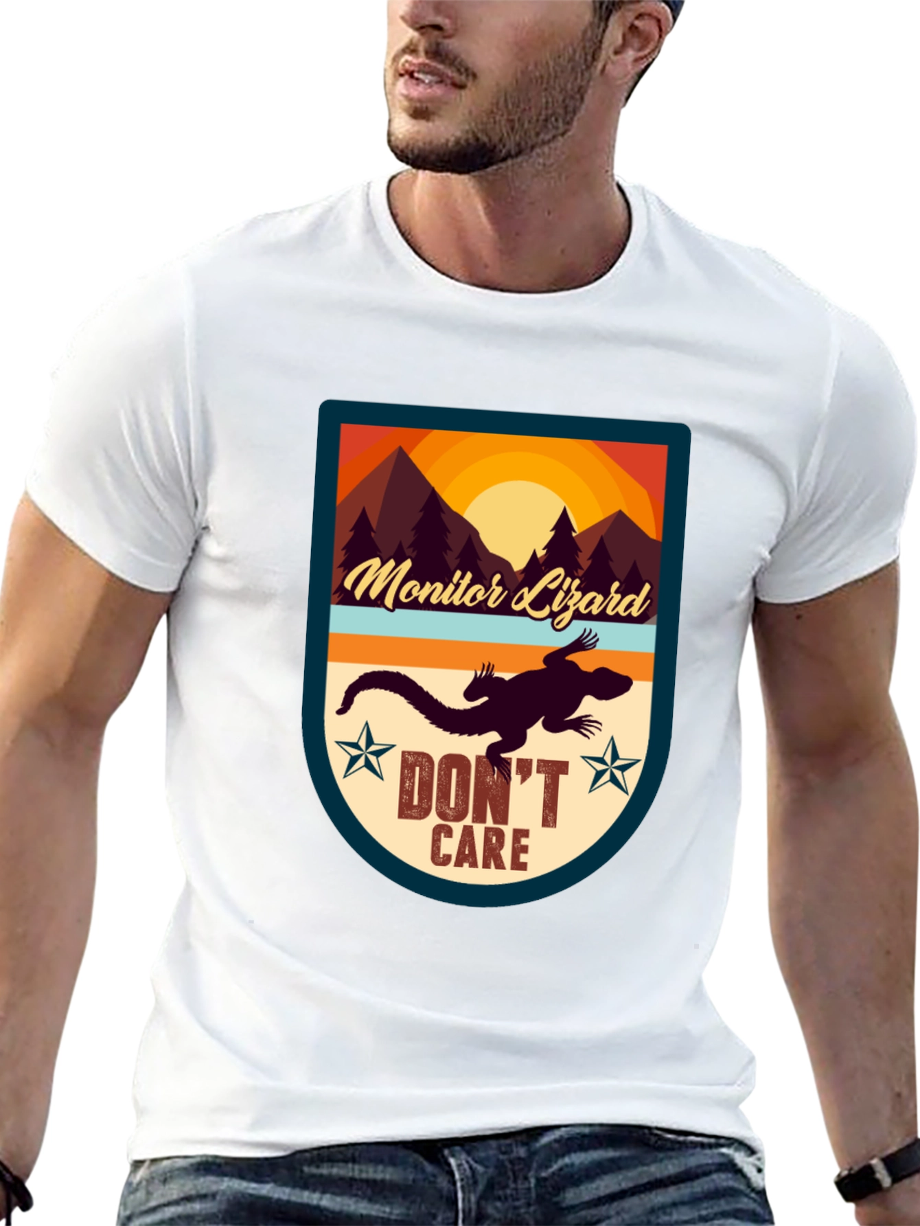 Monitor Lizard T-Shirt - Dont Care Graphic Tee