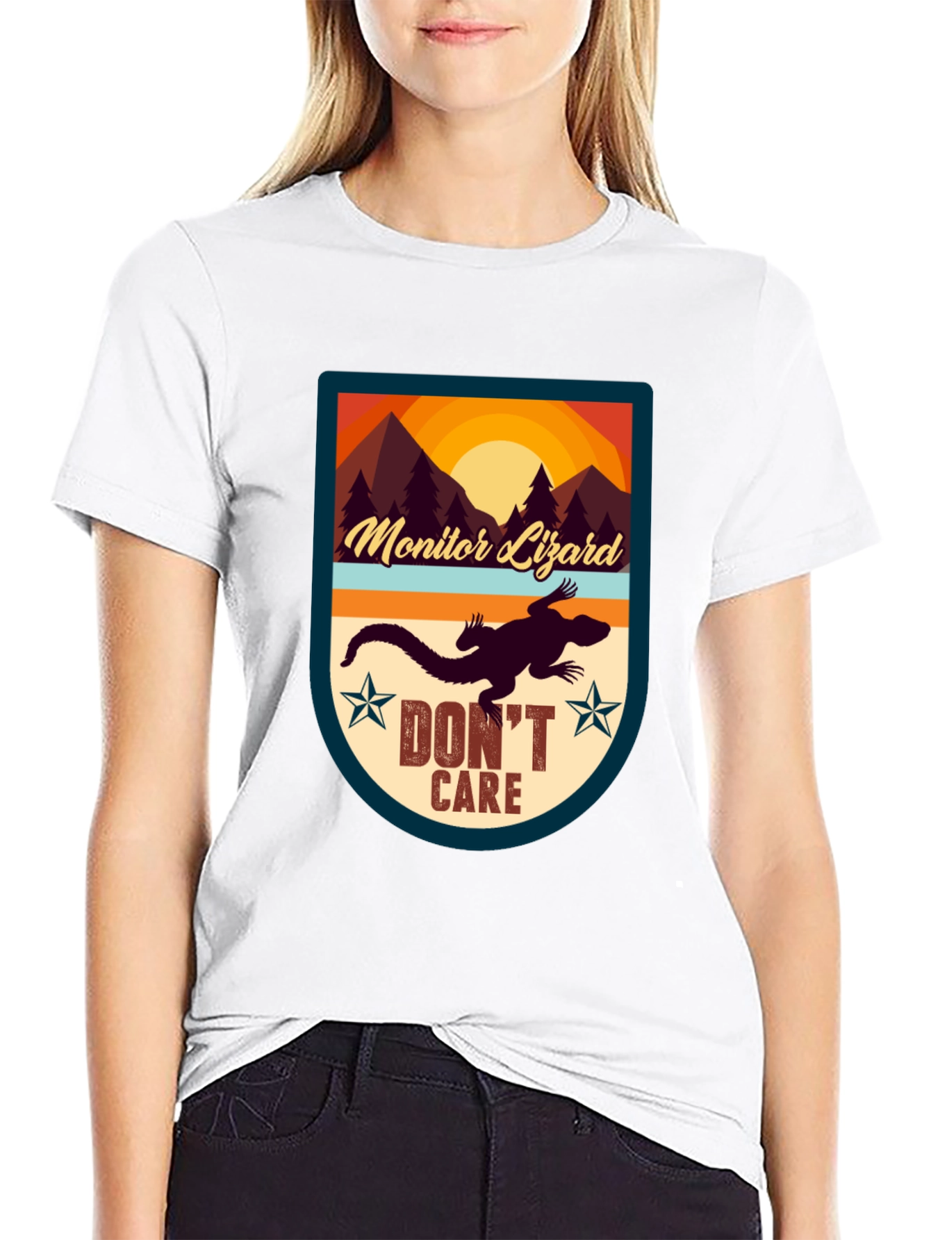 Monitor Lizard T-Shirt - Dont Care Graphic Tee