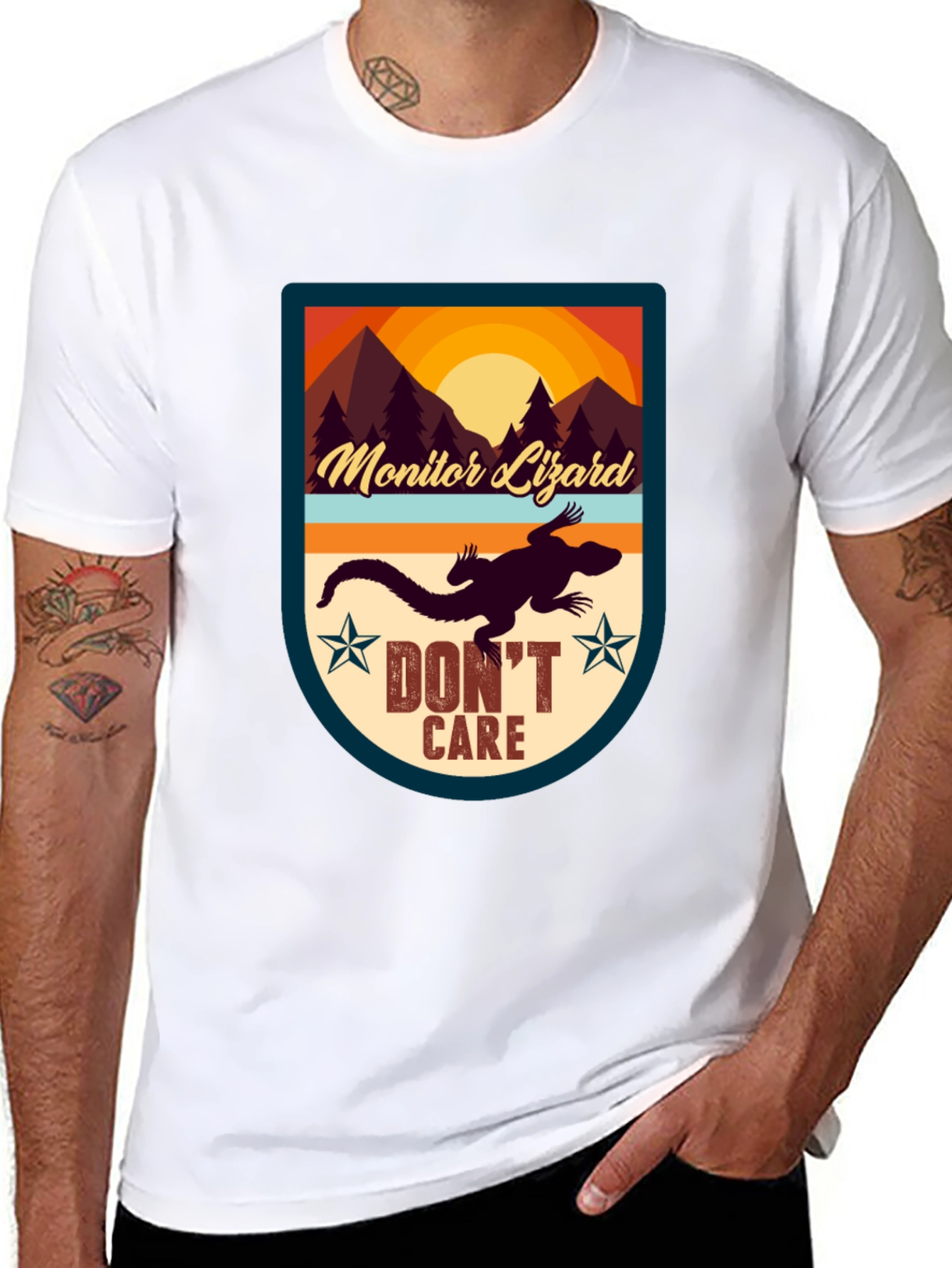Monitor Lizard T-Shirt - Dont Care Graphic Tee