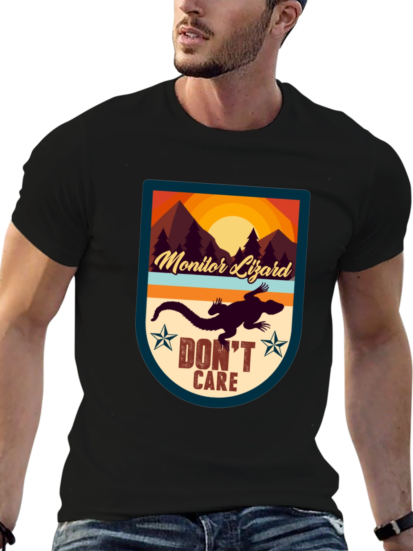 Monitor Lizard T-Shirt - Dont Care Graphic Tee